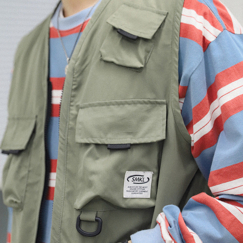 Zipper Cardigan Tactical Vest Loose Sleeveless Jacket