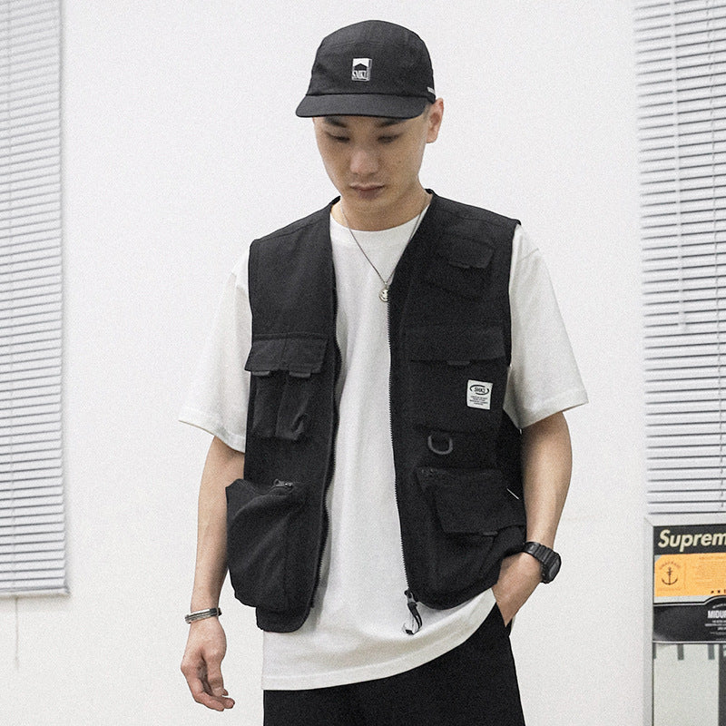 Zipper Cardigan Tactical Vest Loose Sleeveless Jacket