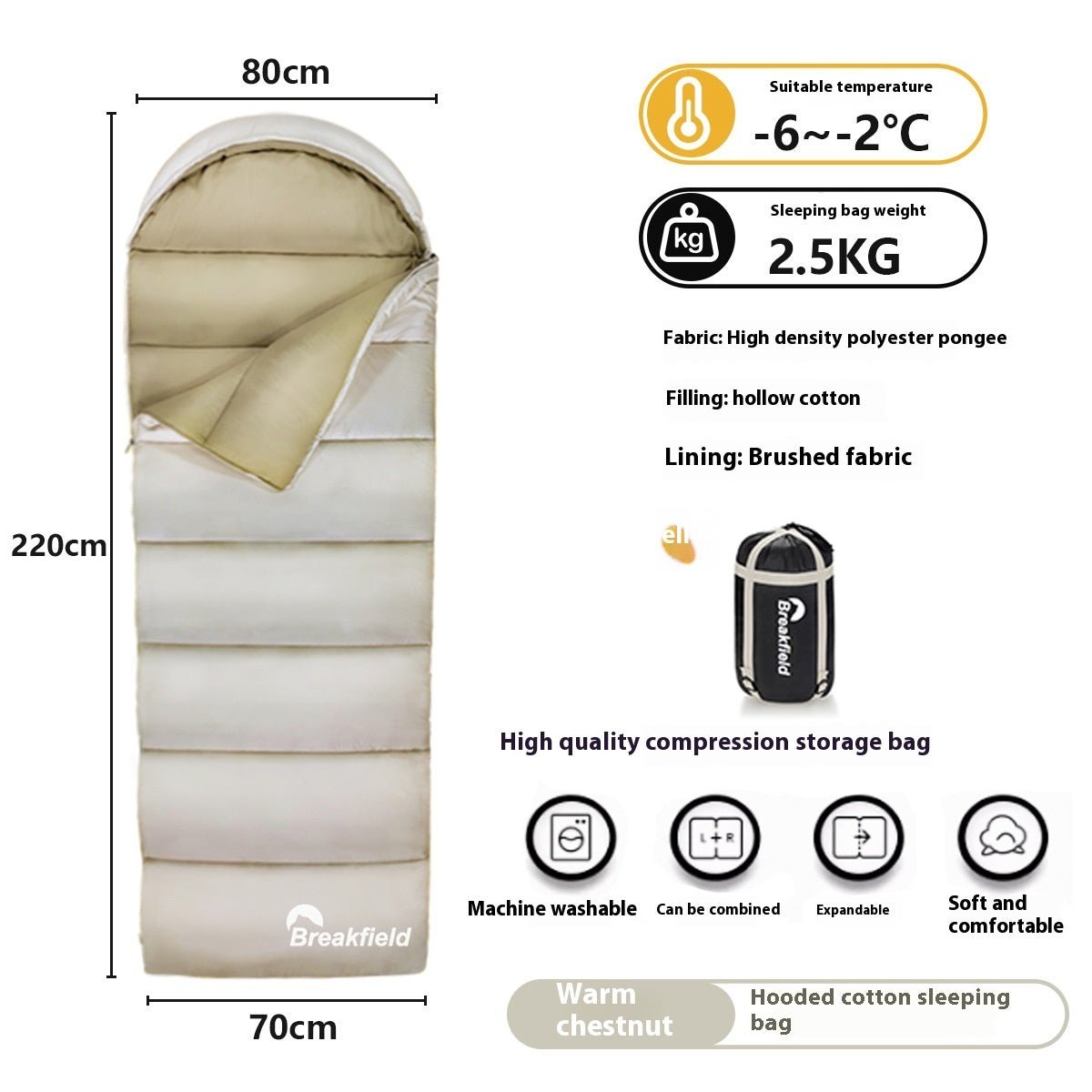 Outdoor Camping Thickened Waterproof Cotton Sleeping Bag Four Seasons Machine Washable Splicing Sleeping Bag | Backcountry Sportsman