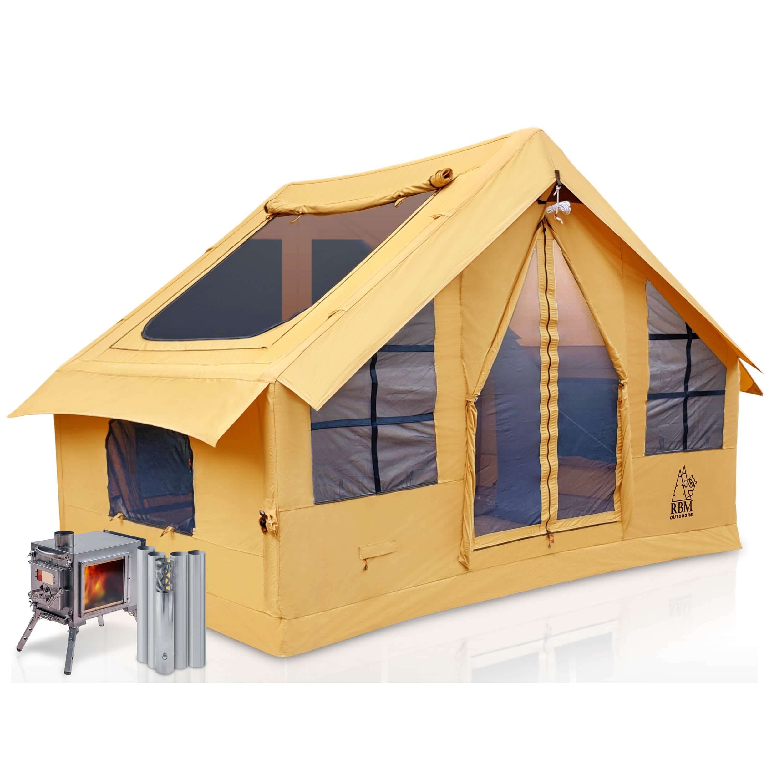 RBM Panda Medium Sunny Beige + Stove Caminus S - Inflatable Tents for Camping with Stove | Backcountry Sportsman