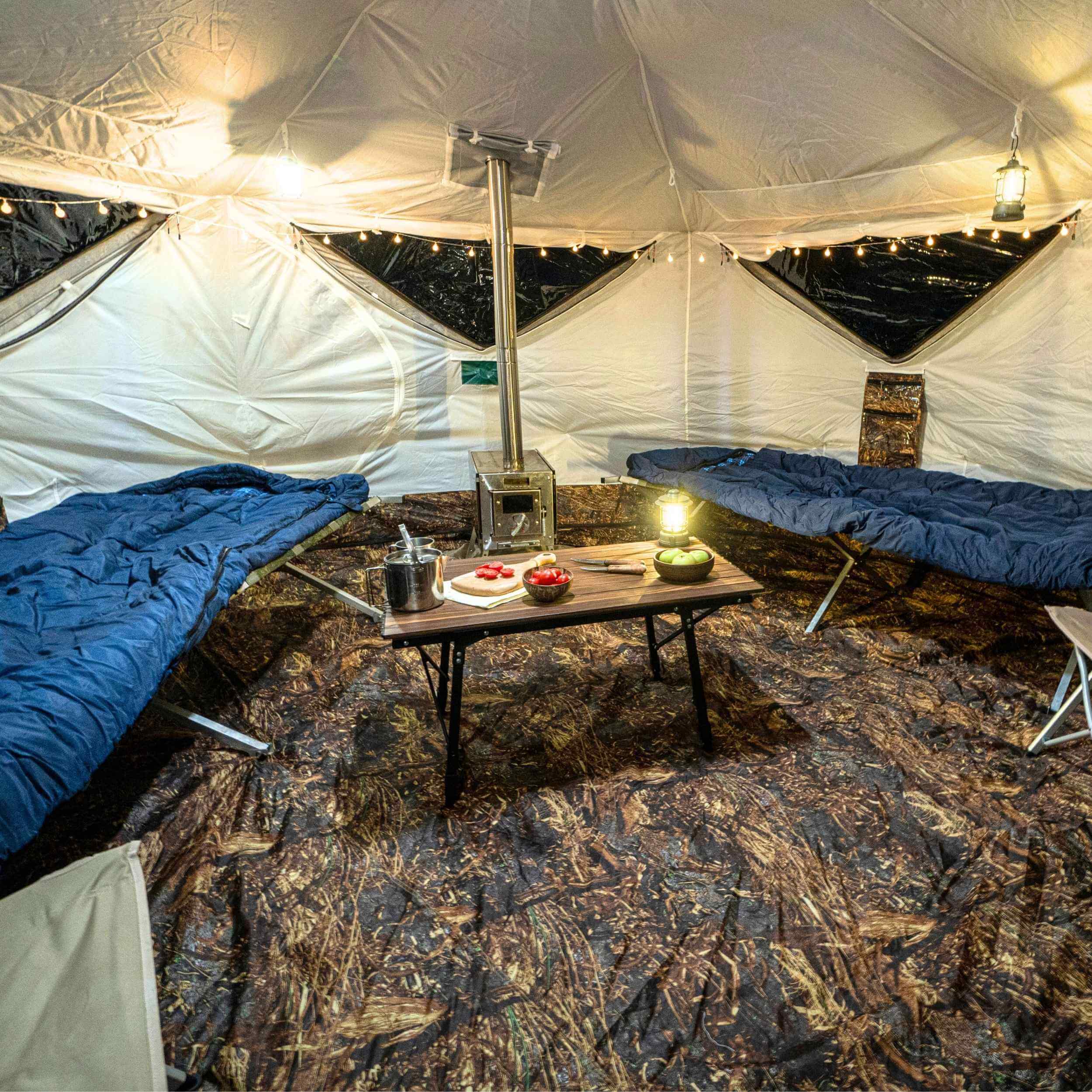 RBM All-Seasons tent Hexagon for 2-9 person + Wood Stove Caminus M | Backcountry Sportsman