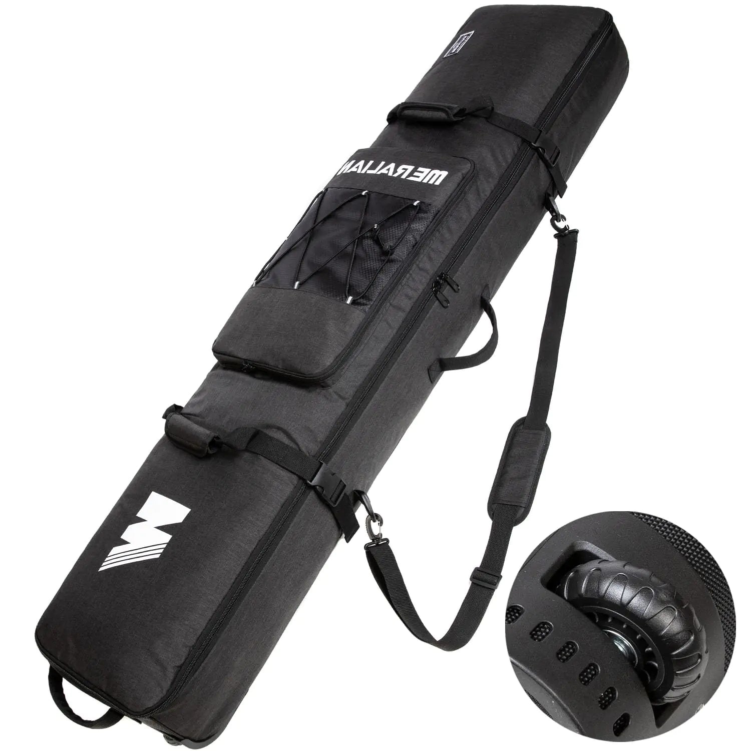 MERALIAN Snowboard Bag with Wheels Padded Roller Snowboard Bag for Single Snowboard and Snowboard BootsAvailable Length in 160cm and 170cm. (BLK 170CM) | Backcountry Sportsman