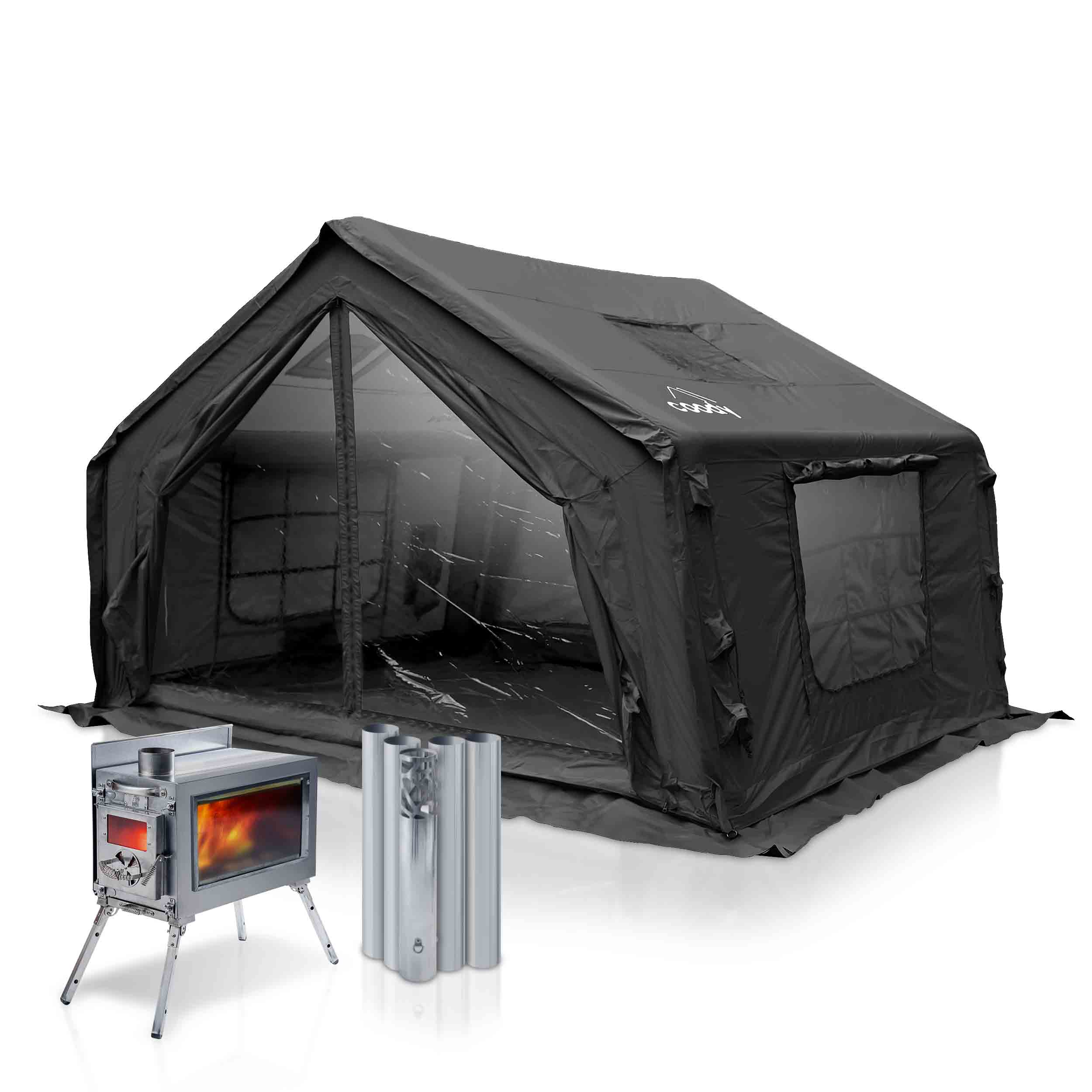 Coody 10 Black + Stove Caminus S - Inflatable Tents with Stove | Backcountry Sportsman