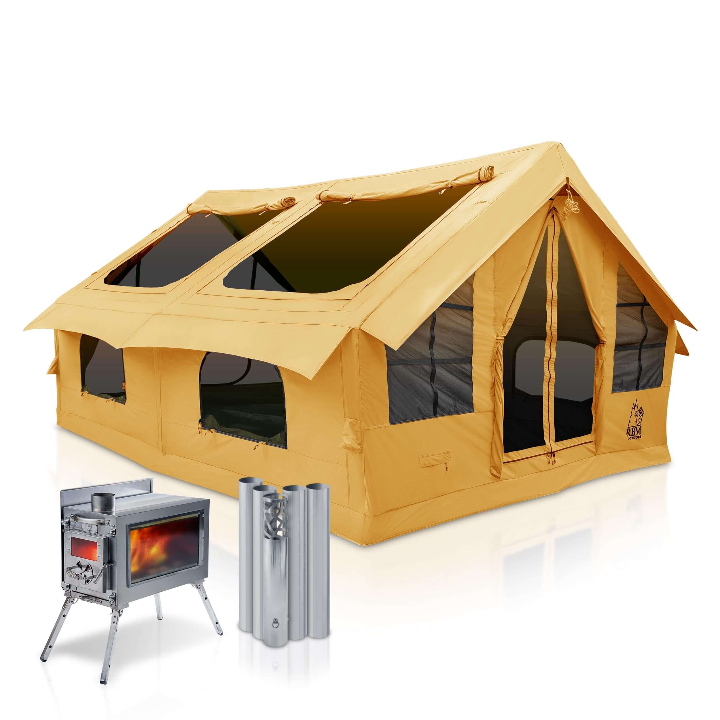 RBM Panda Large Sunny Beige + Stove Caminus M - Inflatable Tents for Camping with Stove | Backcountry Sportsman