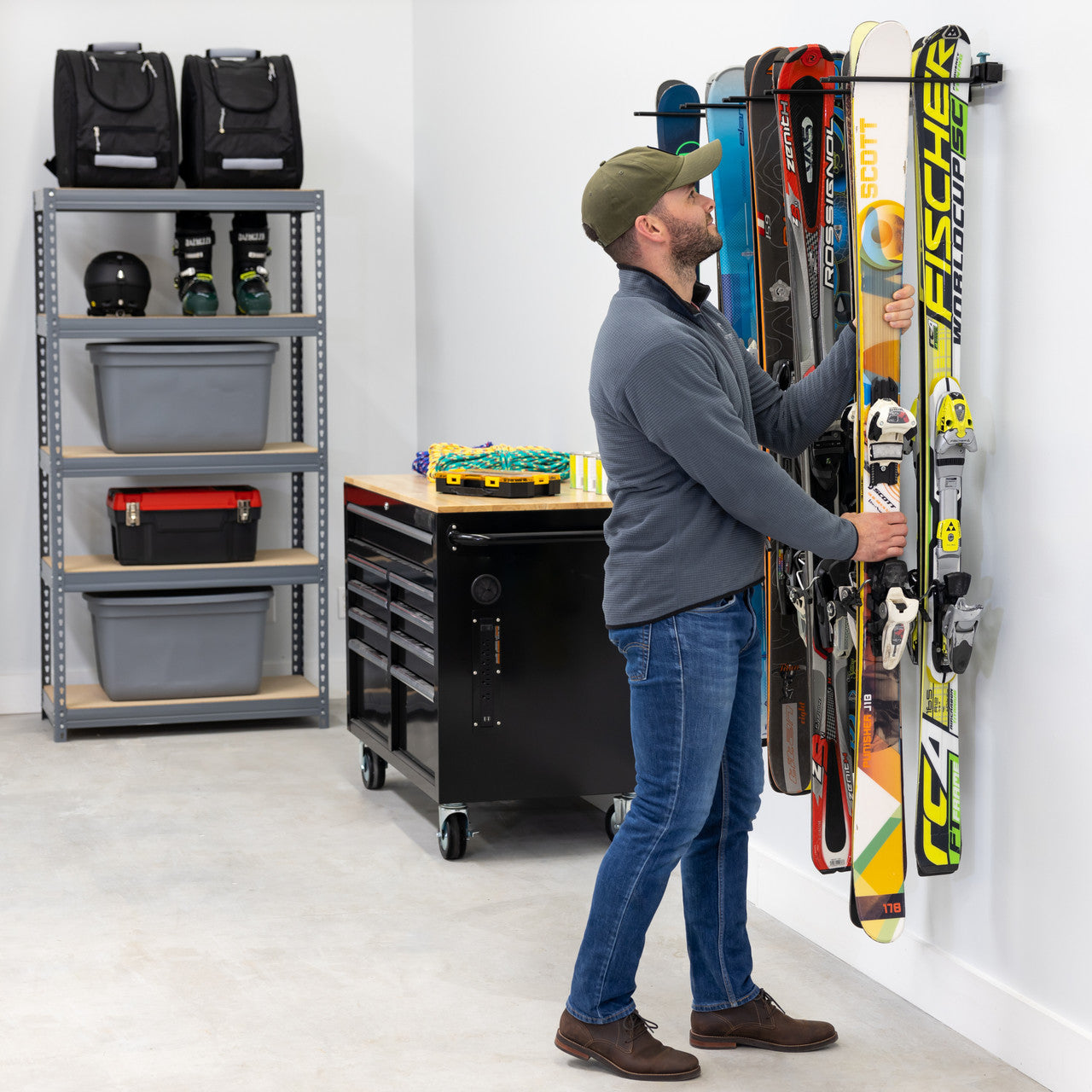 Solitude Ski Rack | Adjustable Wall Storage System | Holds 10 Pairs of Skis | Backcountry Sportsman