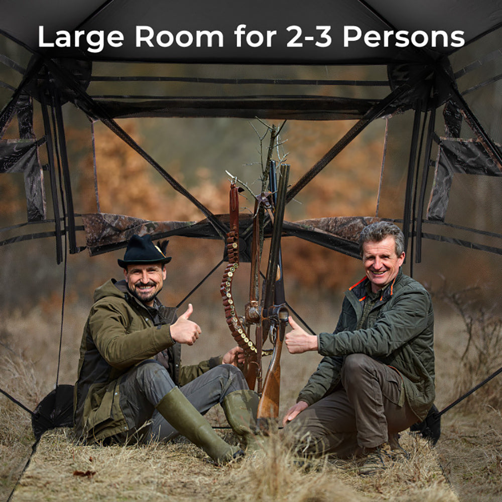 Hunting Blind 360 Degree One-Way See-Through Ground Blind For 2-3 Person