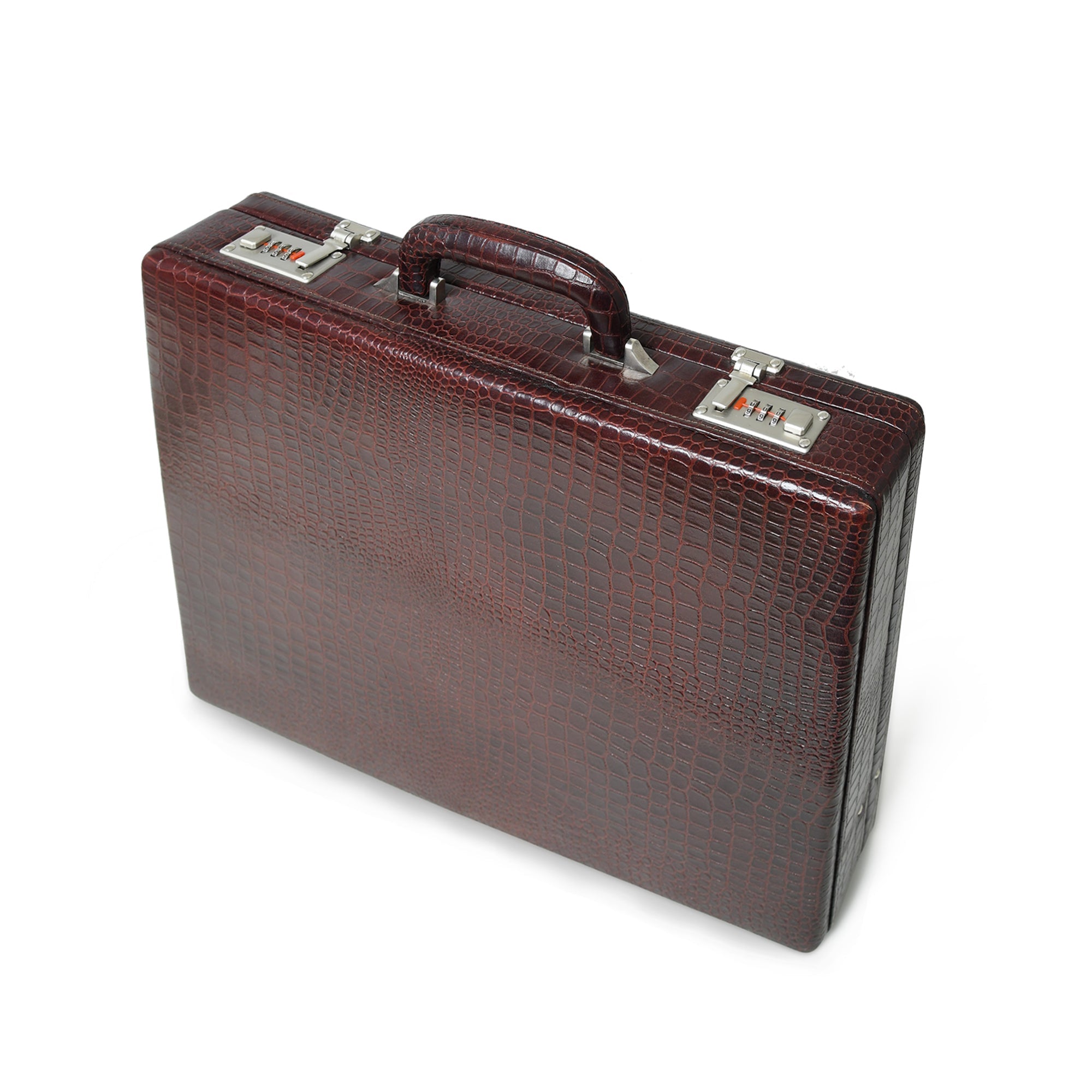 Executive Croco Leather Briefcase/Suitcase- Brown | Backcountry Sportsman
