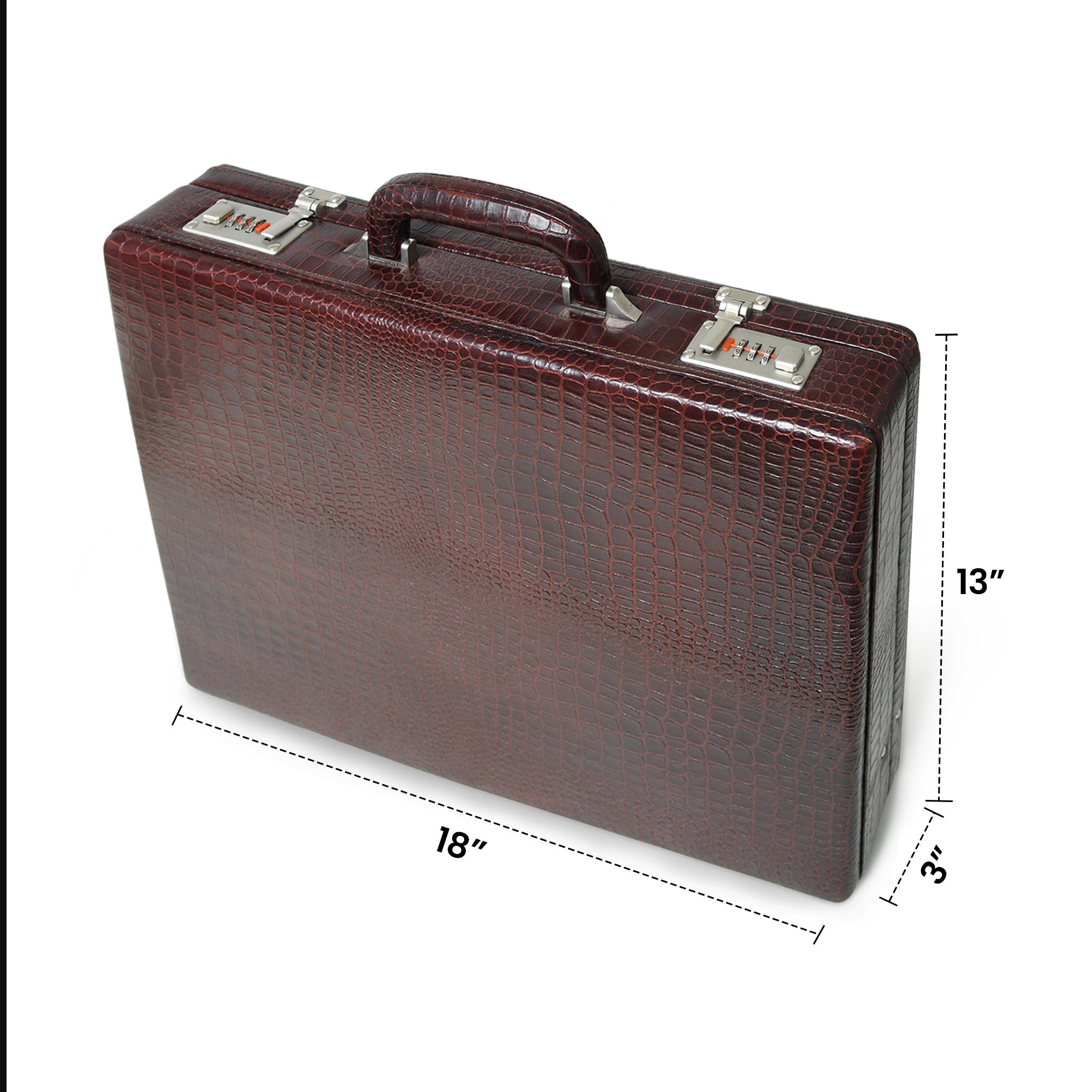 Executive Croco Leather Briefcase/Suitcase- Brown | Backcountry Sportsman