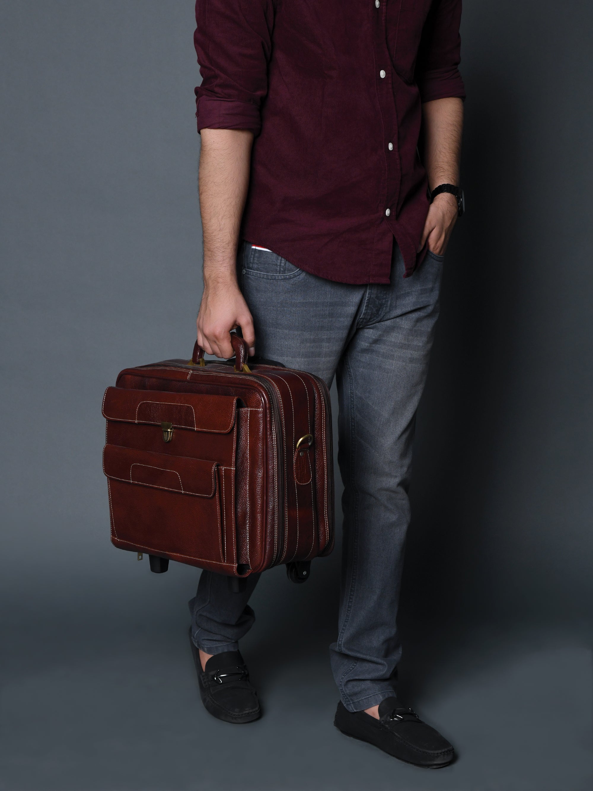 Wanderer Leather Trolly Suitcase Bag | Backcountry Sportsman