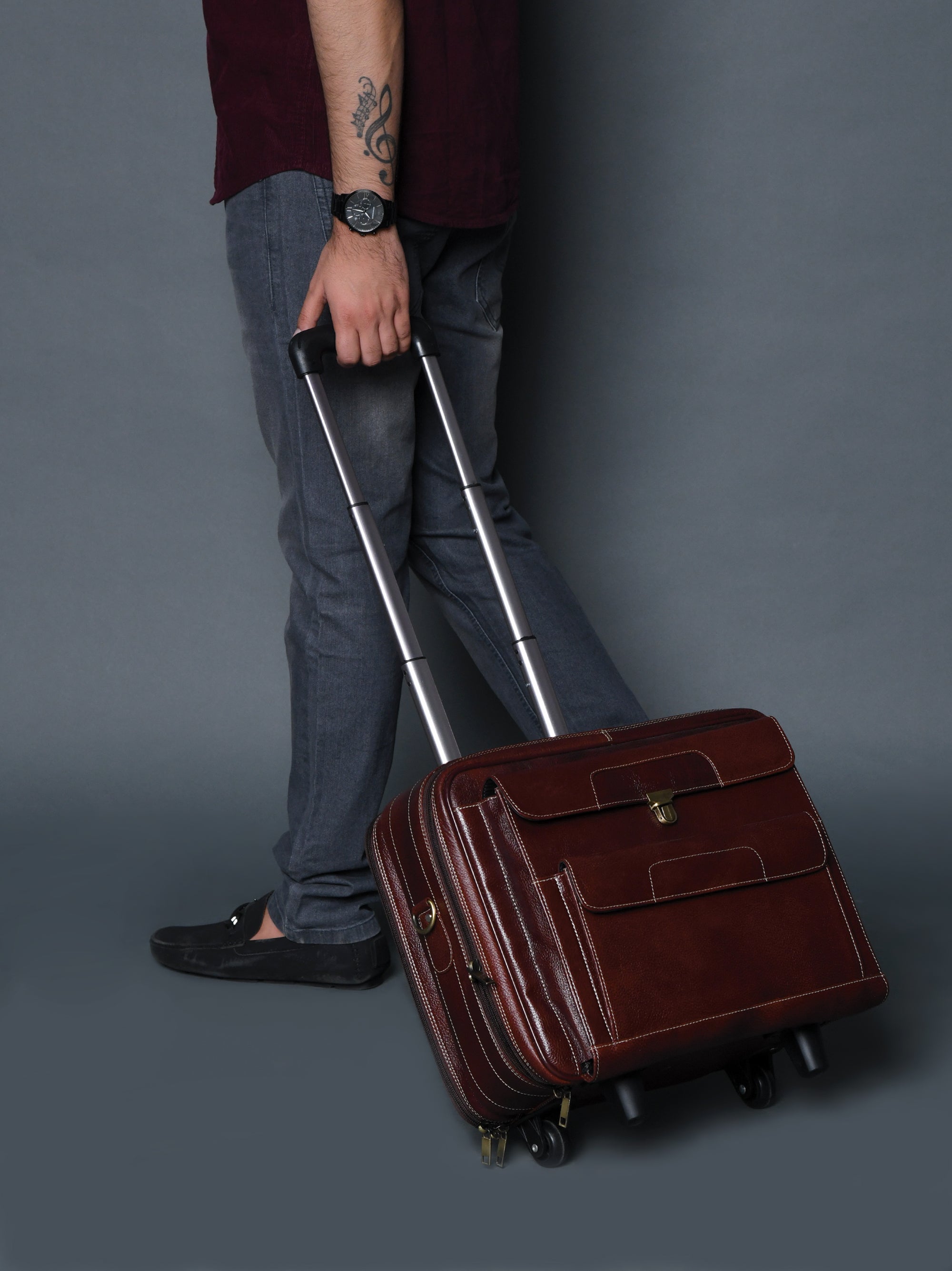 Wanderer Leather Trolly Suitcase Bag | Backcountry Sportsman