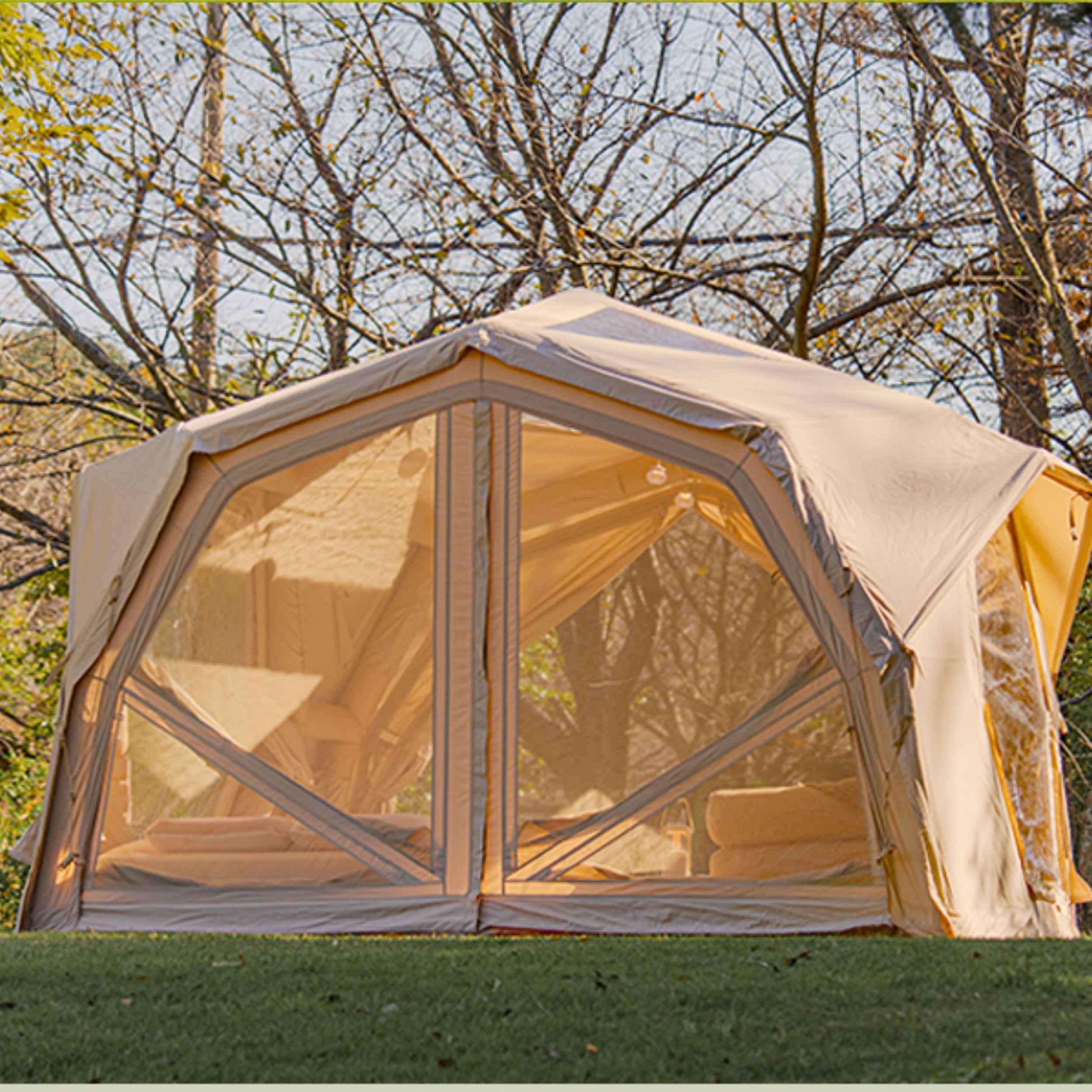 Coody Hub Pro Beige- Inflatable Tent for Camping (2-6 Person)