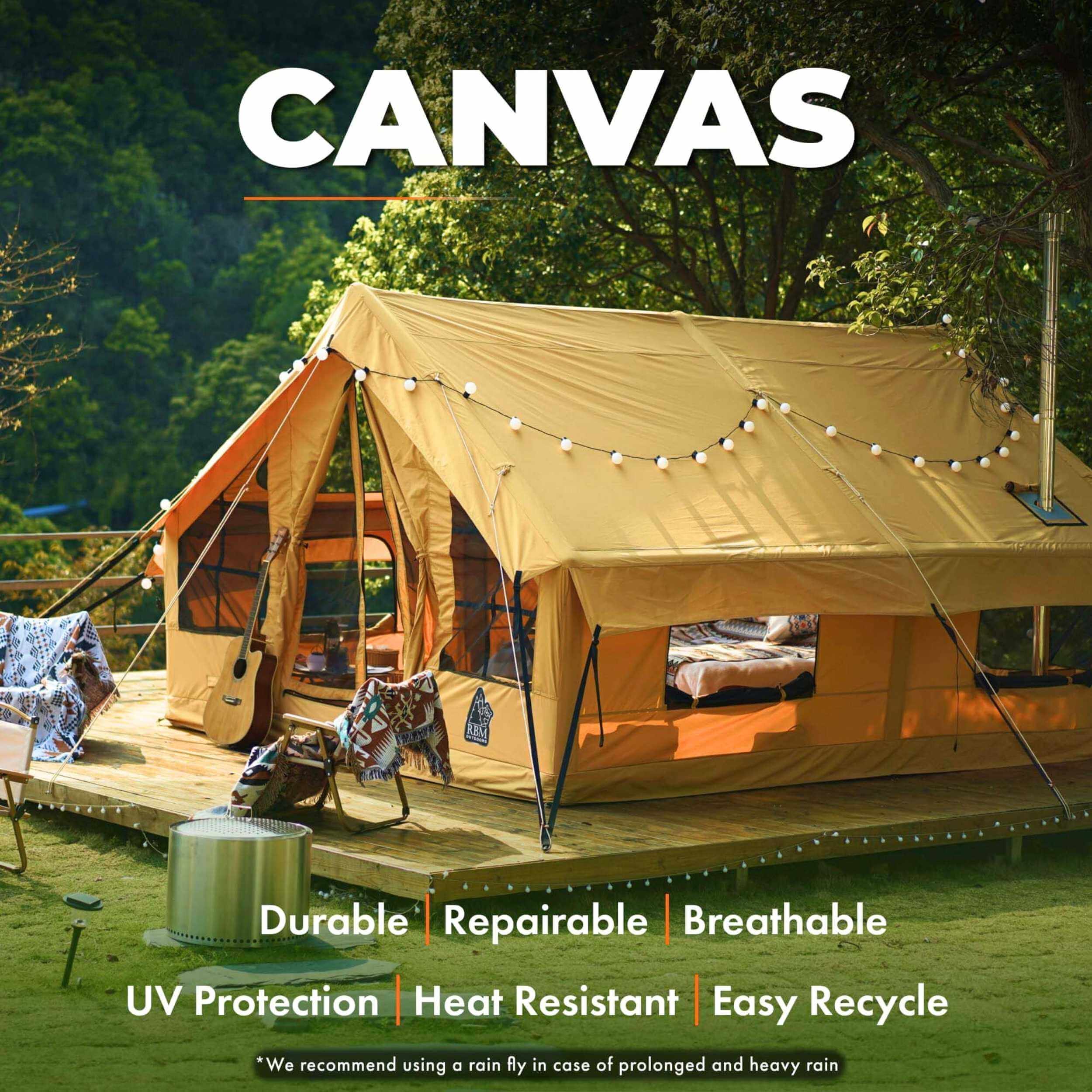 RBM Panda Large Sunny Beige + Stove Caminus M - Inflatable Tents for Camping with Stove | Backcountry Sportsman