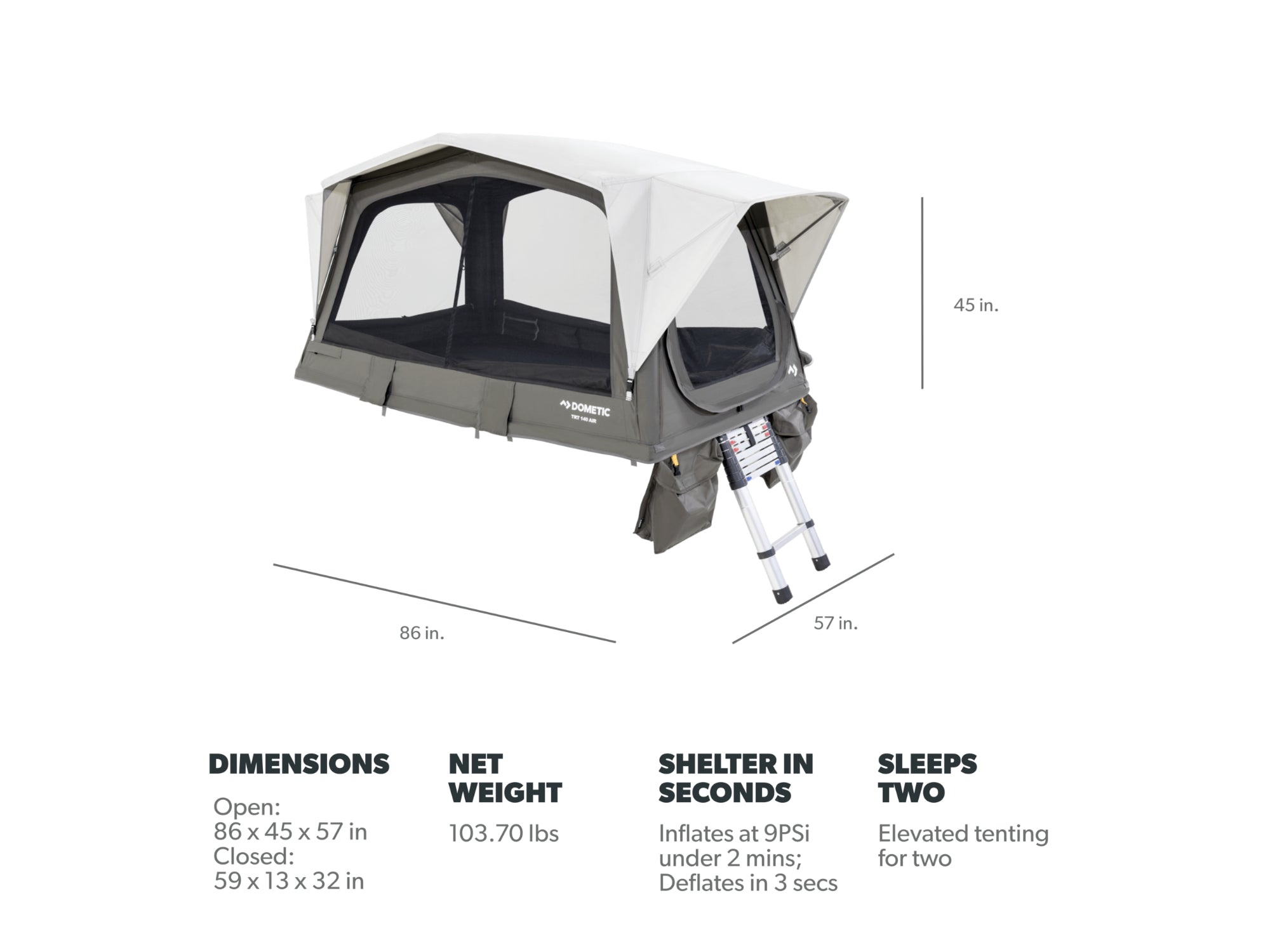 Dometic TRT 140 AIR Inflatable Roof Top Tent - 2 Person | Backcountry Sportsman