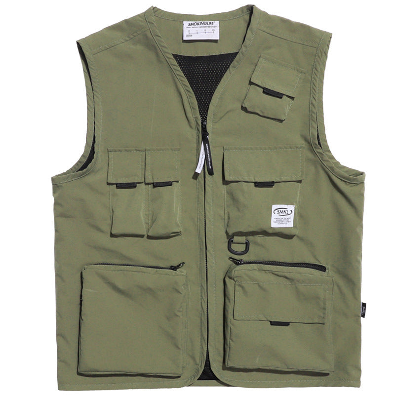 Zipper Cardigan Tactical Vest Loose Sleeveless Jacket