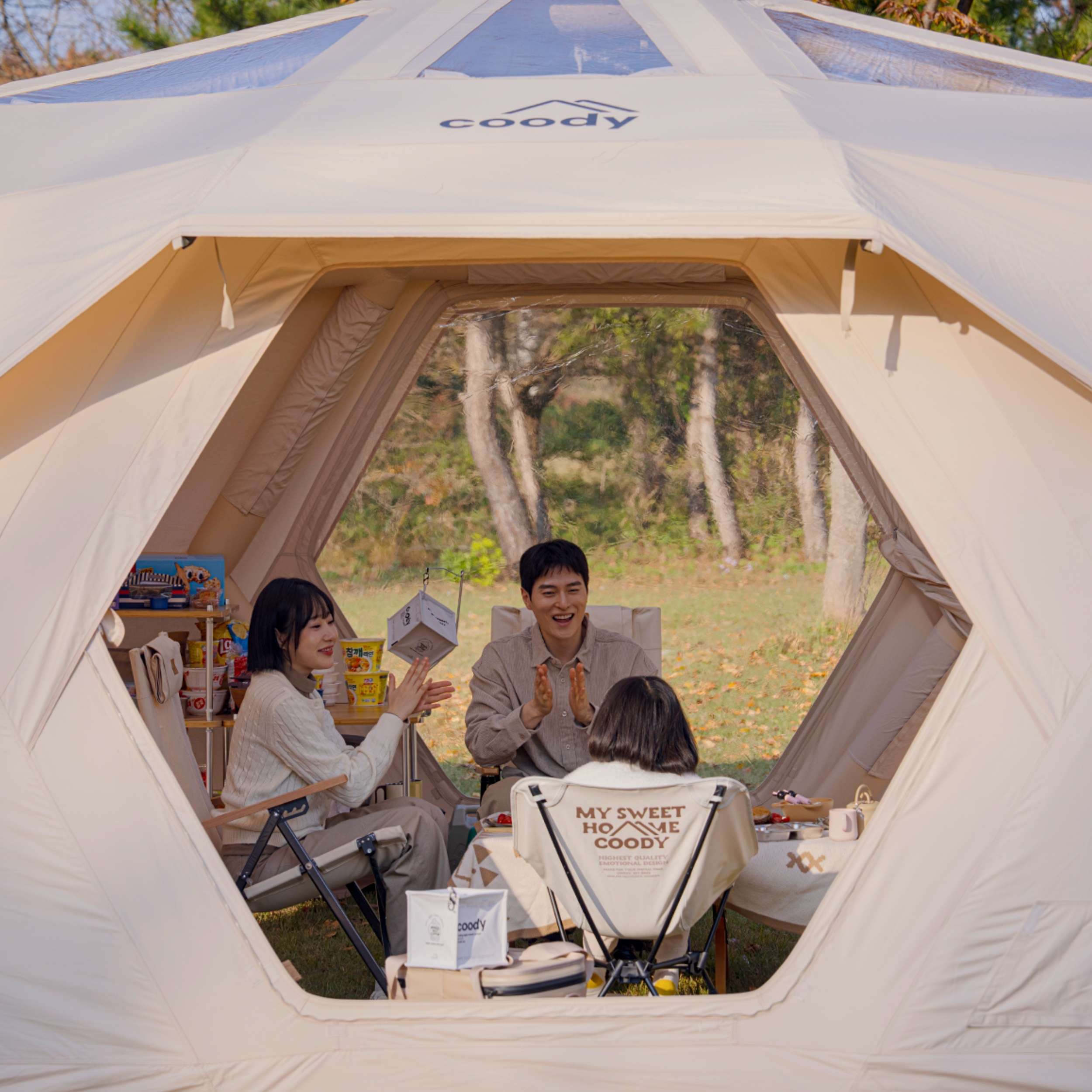 Coody Hub Pro Beige- Inflatable Tent for Camping (2-6 Person)