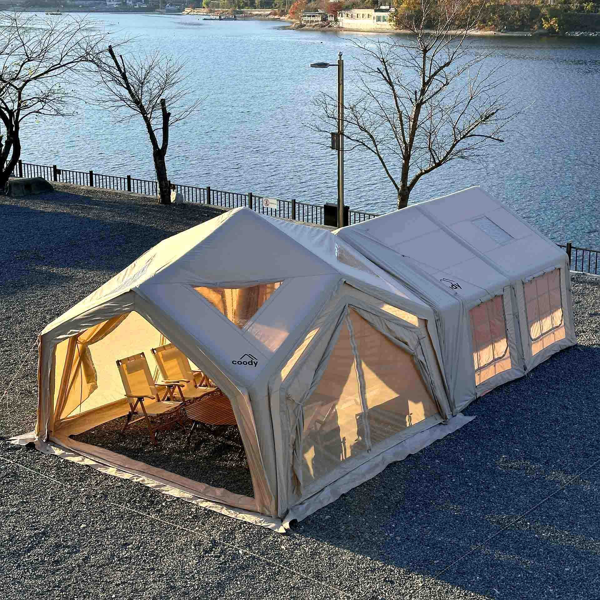 Coody Hub Beige (2-6 person) + Ground Sheet PVC + Carpet Coody Hub + Electric Pump