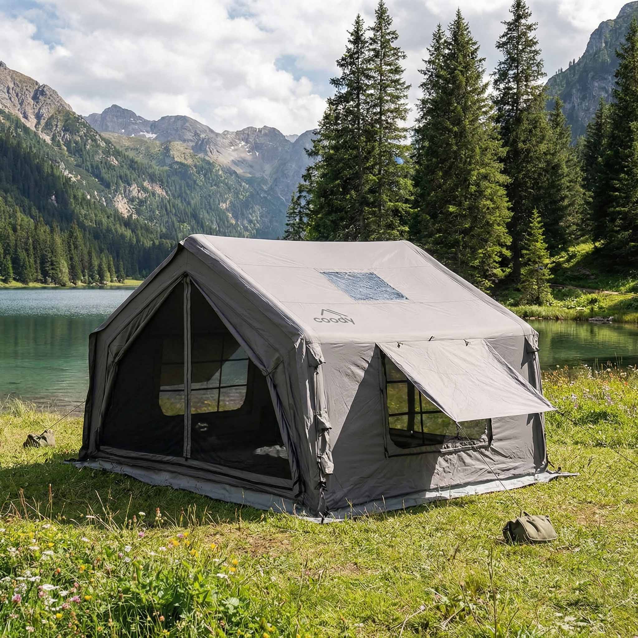 Coody 10.0 Gray Inflatable Tent House for Camping (2-4 person) | Backcountry Sportsman