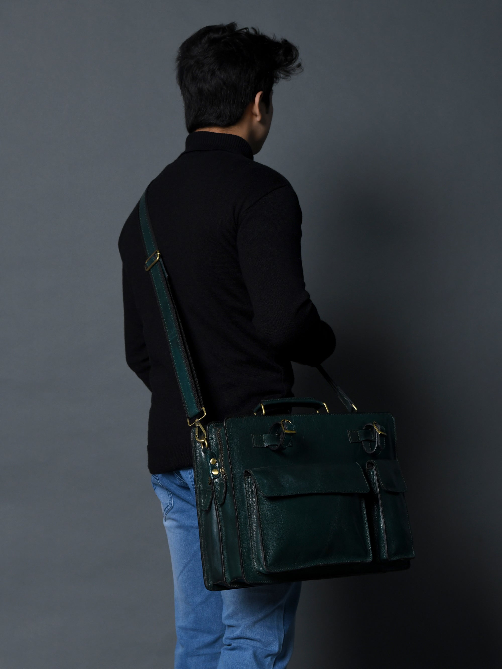 Tuscany Italian Leather Briefcase, Green | Backcountry Sportsman
