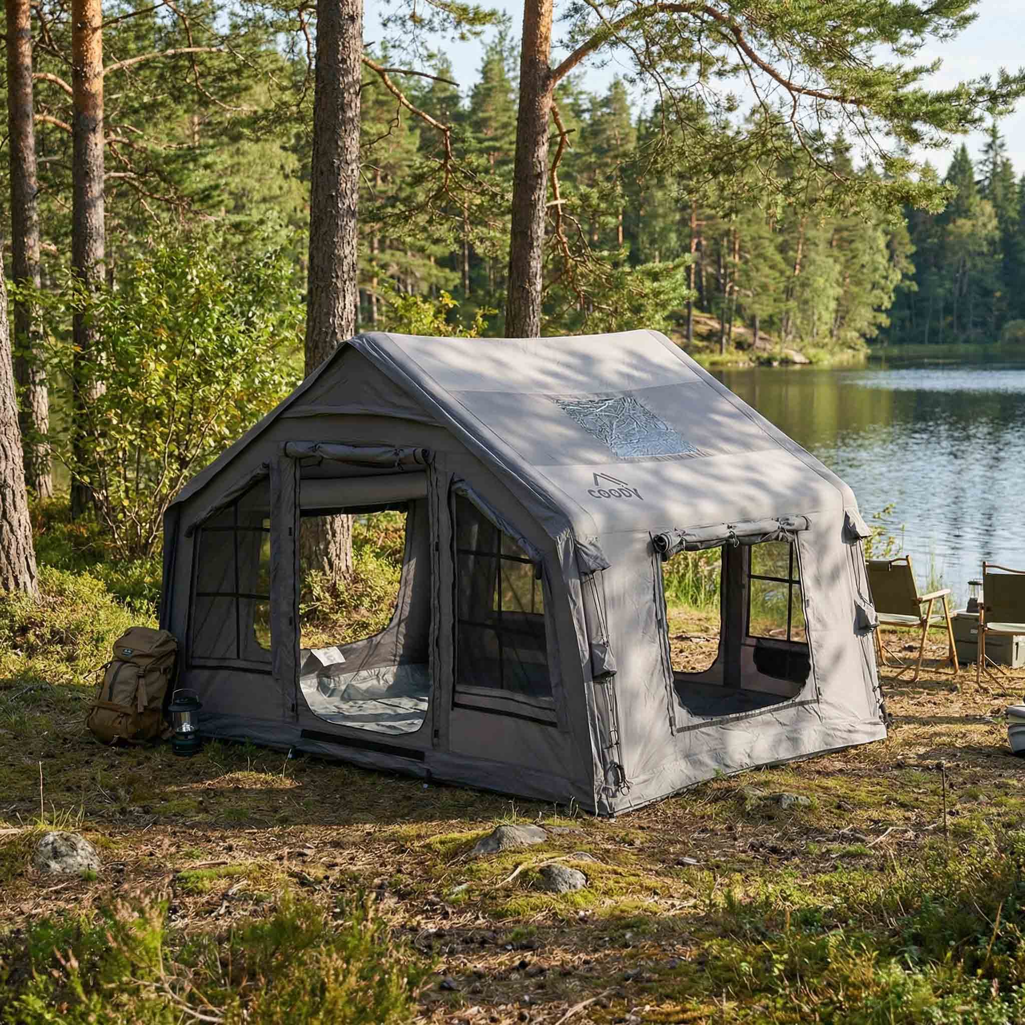 Coody 8.0 Gray - Inflatable Tent House for Camping 1-4 person