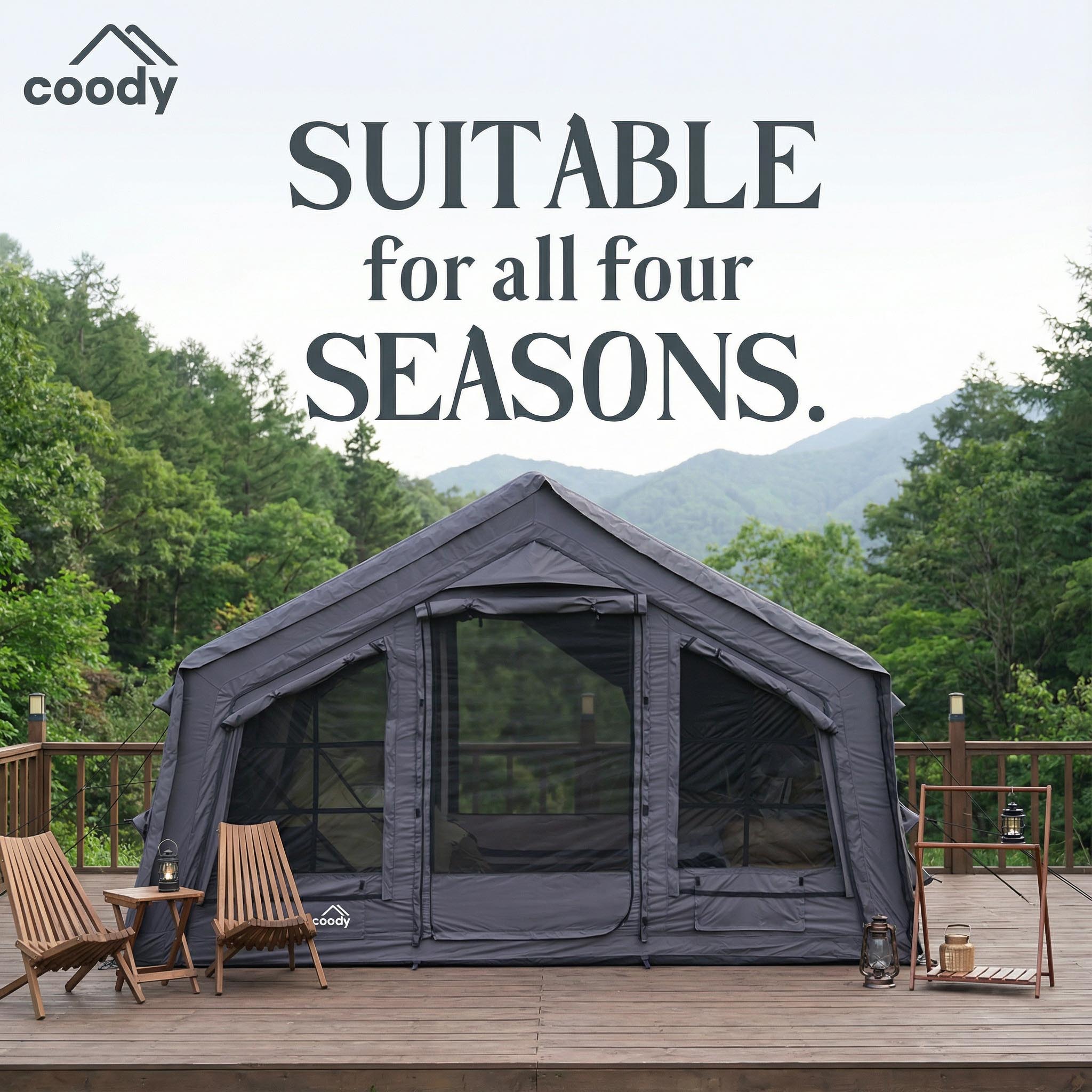 Coody 17.2 (Koala-7) Gray Inflatable Tent House for Camping (2-10 person) | Backcountry Sportsman