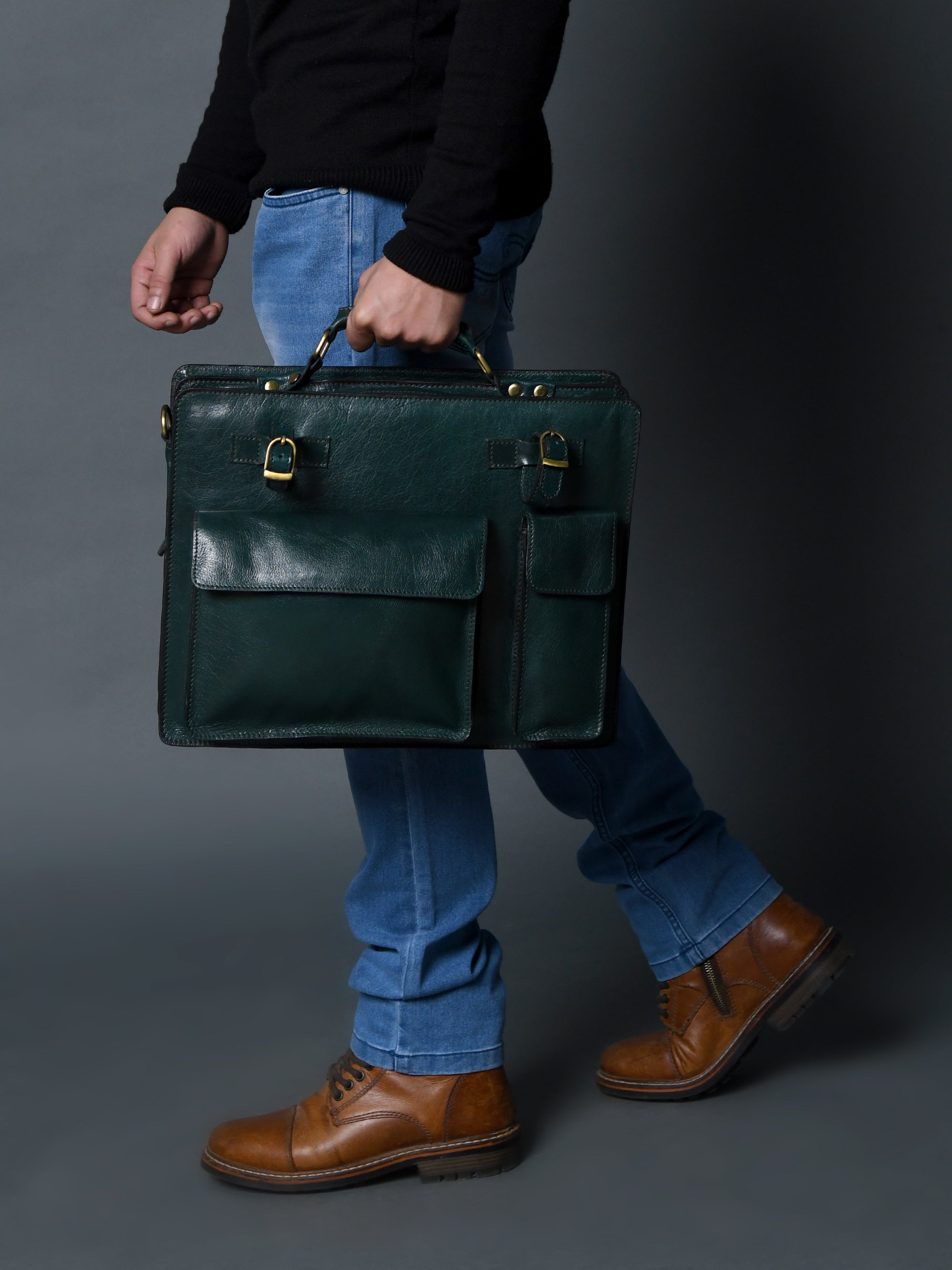 Tuscany Italian Leather Briefcase, Green | Backcountry Sportsman