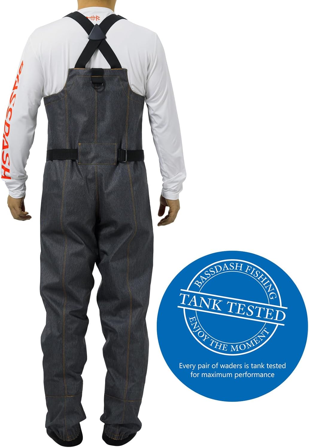 BASSDASH Men’s Denim Breathable Chest Waders Waterproof Durable Lightweight Stocking Foot for Fishing Hunting ATV Riding | Backcountry Sportsman