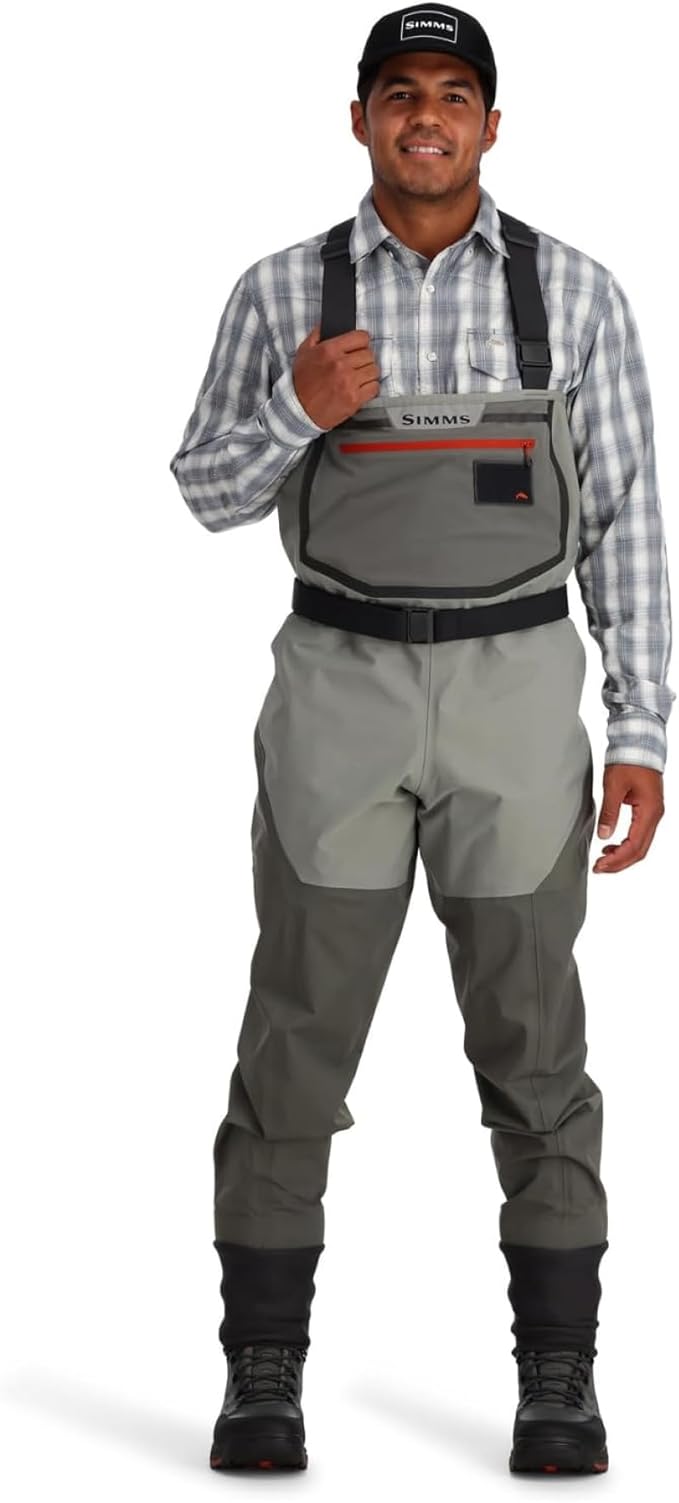 Simms Mens Freestone Stockingfoot Chest-High Fishing Waders - Durable Breathable Performance-Driven Waterproof Waders Smoke (Large 9-11 Foot) | Backcountry Sportsman