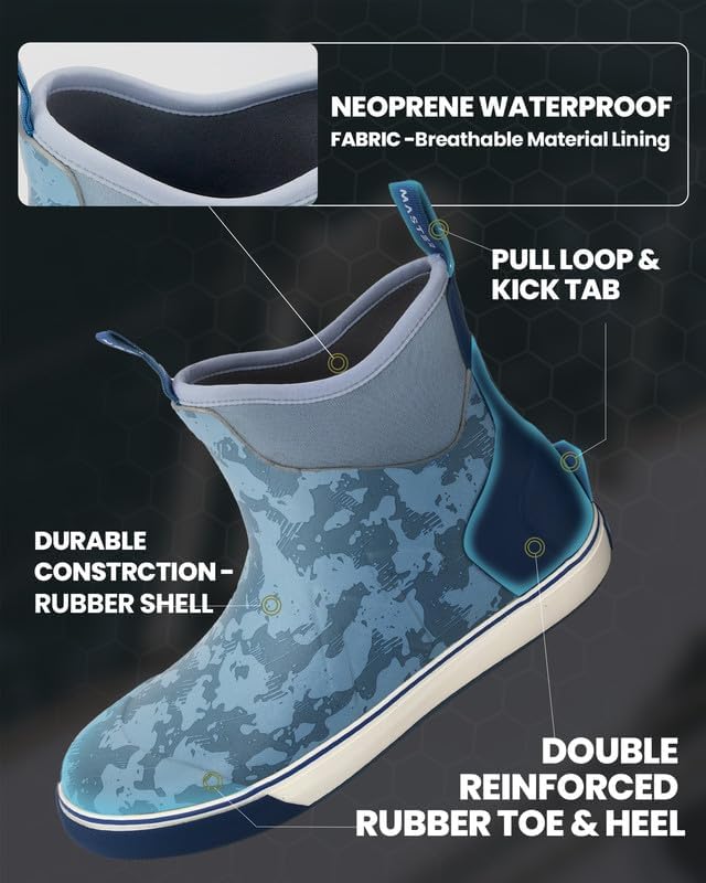 OutdoorMaster Mens Deck Boots Waterproof Anti-Slip Rubber Rain Boots Breathable Saltwater Deck Shoes For Fishing Boating Camping Sailing | Backcountry Sportsman