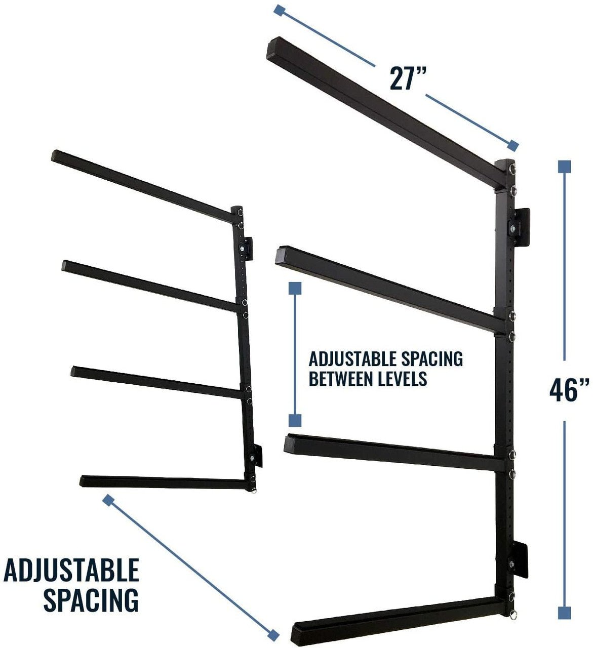Indoor Wall Rack |  46 Inch Adjustable Height | Kayak & SUP | Backcountry Sportsman