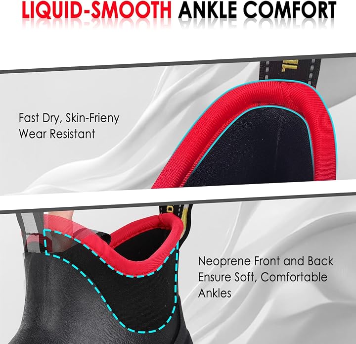 Kalkal Womens Deck Boots Waterproof Ankle Rain Boots Fishing Boots with High Traction Womens Rubber Boots For Gardening Fishing Boating Camping | Backcountry Sportsman