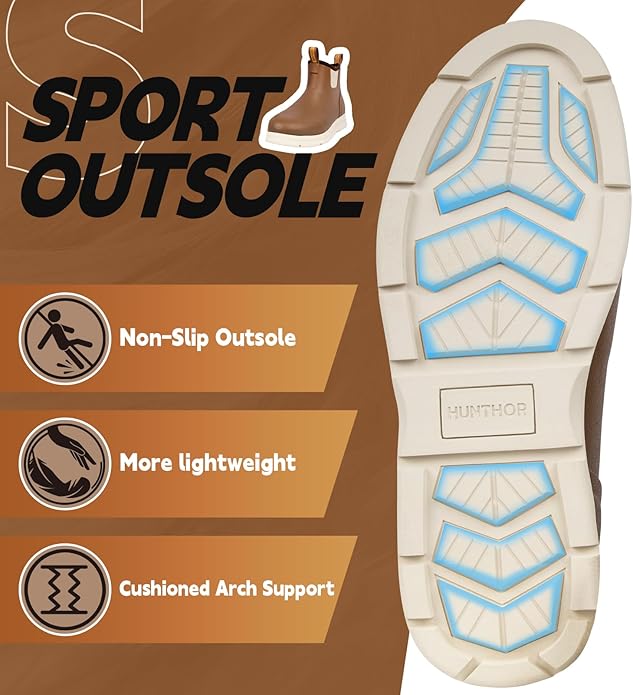 Hunthor Mens Deck Boots Waterproof Fishing Rain Boots Anti-Slip Rubber Shoes with Breathable Neoprene Lining Fishing Boating | Backcountry Sportsman