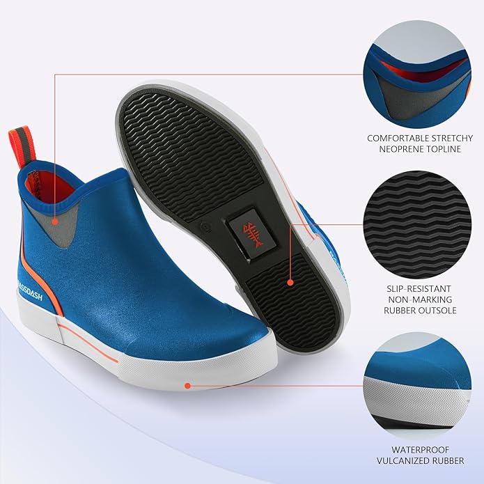 BASSDASH Men’s 4.5" Waterproof Fishing Deck Boots Anti-Slip Rubber Ankle Boots Rain Shoes for Boating Gardening Working | Backcountry Sportsman