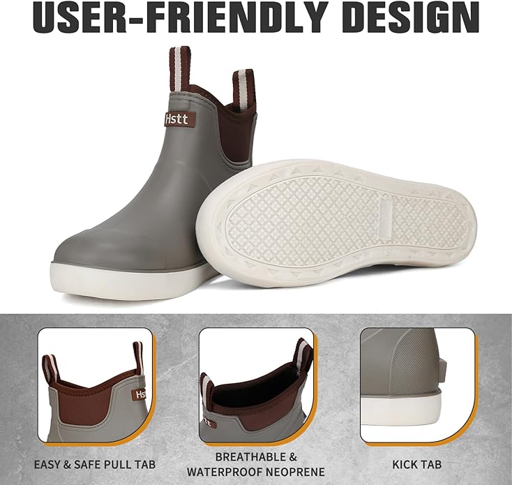 Men’s Deck Boots Deck Shoes Waterproof Rain Boots Saltwater Fishing Ankle Boots Non-Slip Rubber Garden Muck Boots for Gardening Boating Camping Sailing Fishing | Backcountry Sportsman