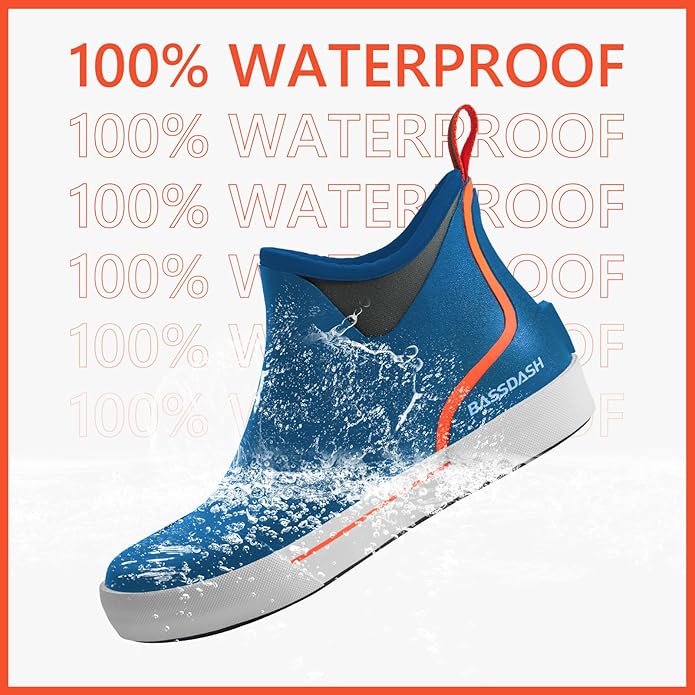 BASSDASH Men’s 4.5" Waterproof Fishing Deck Boots Anti-Slip Rubber Ankle Boots Rain Shoes for Boating Gardening Working | Backcountry Sportsman