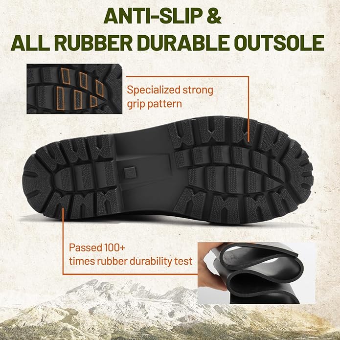 Furuian Mens Rain Boots Wide Calf Waterproof Rubber Boots Wide Width Non Slip Work Boots Ankle/Short Chelsea Rain Boots Hunting Boots Mud Boots for Fishing Agriculture Outdoor 9 wide | Backcountry Sportsman
