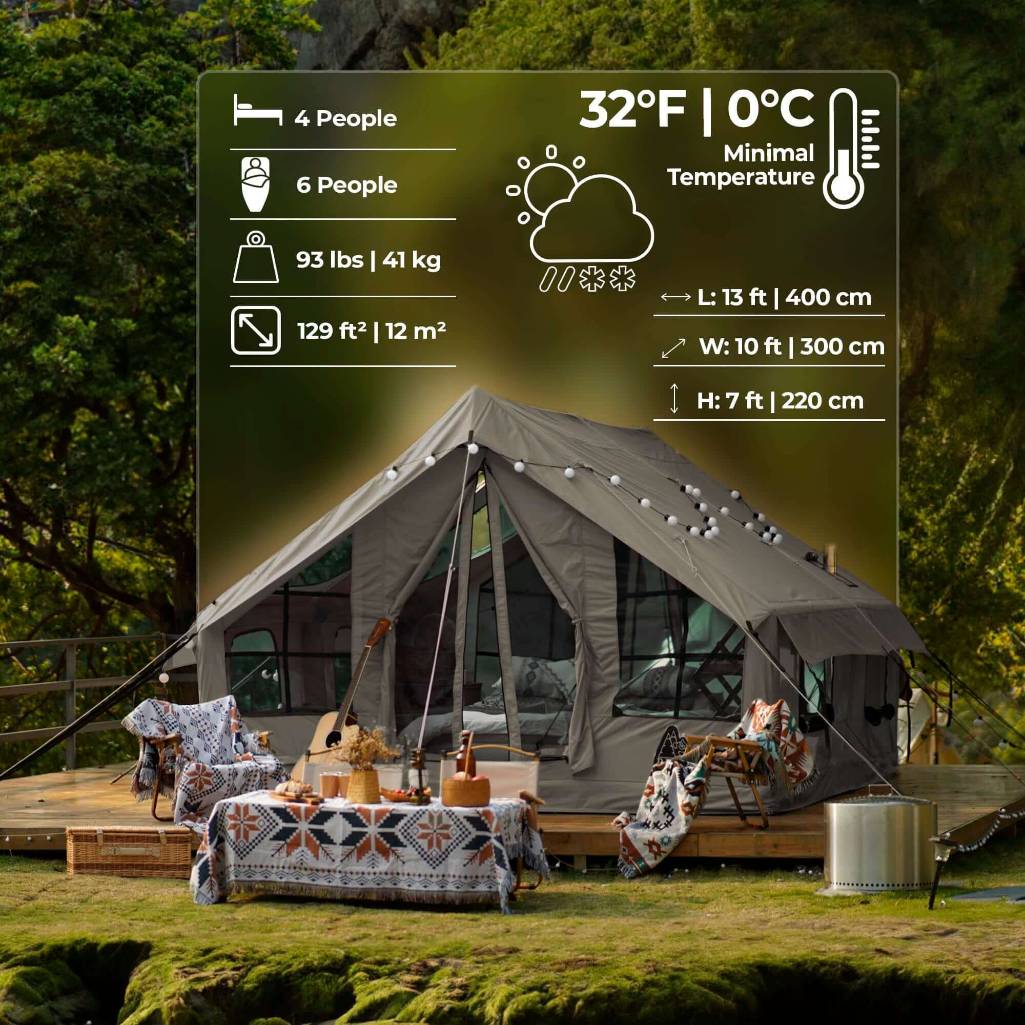 RBM Inflatable tent  Panda Large Forest Green for 2-6 person