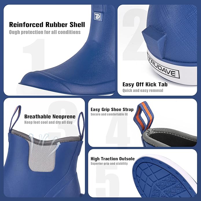 Trudave Womens Ankle Rain Boots Rubber Fishing Deck Boots Anti-slip Short Waterproof Shoes for Outdoor Fishing Boating Legion Blue | Backcountry Sportsman