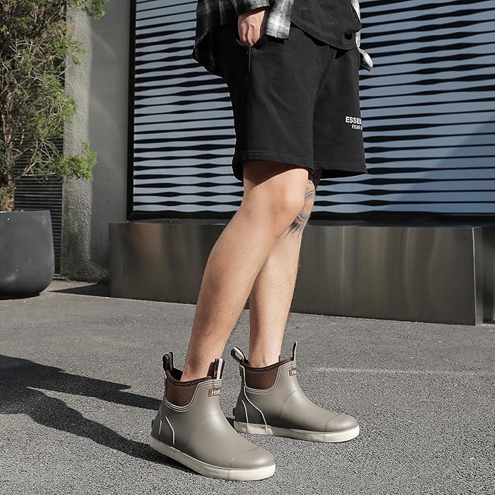 Men’s Deck Boots Deck Shoes Waterproof Rain Boots Saltwater Fishing Ankle Boots Non-Slip Rubber Garden Muck Boots for Gardening Boating Camping Sailing Fishing | Backcountry Sportsman