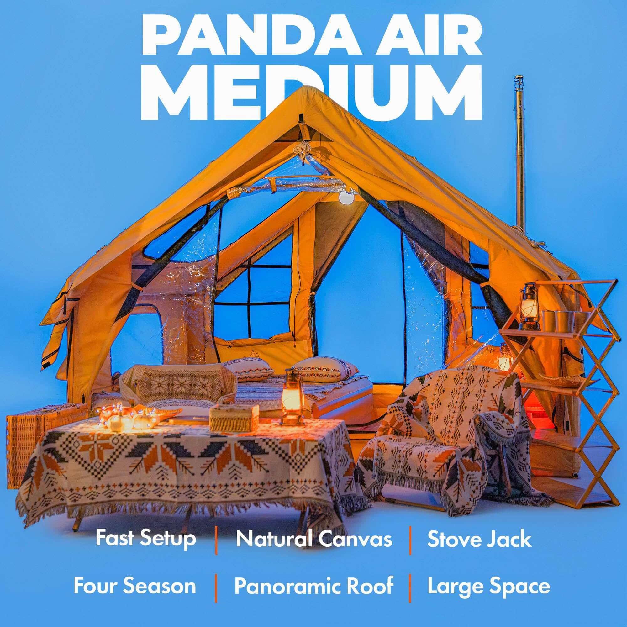 RBM Panda Medium Sunny Beige + Stove Caminus S - Inflatable Tents for Camping with Stove | Backcountry Sportsman