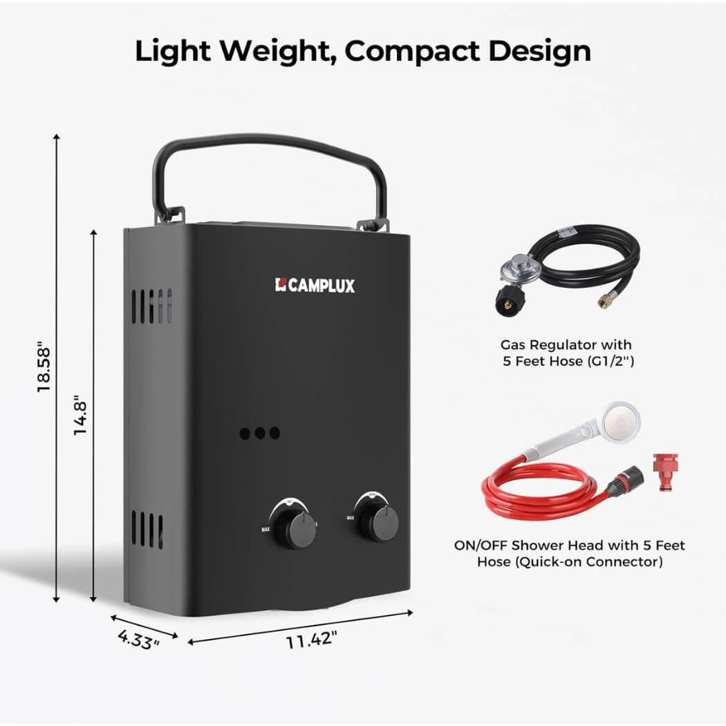 Camplux AY132B Portable Propane Water Heater | Backcountry Sportsman