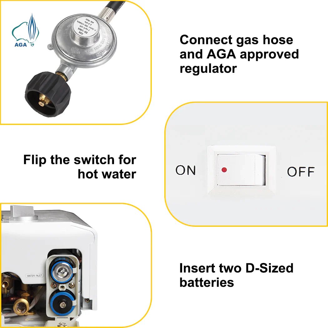 Camplux 8L Portable Gas Hot Water Heater w/ 4.3L Pump & Sink Sprayer & Shower Stand | Backcountry Sportsman