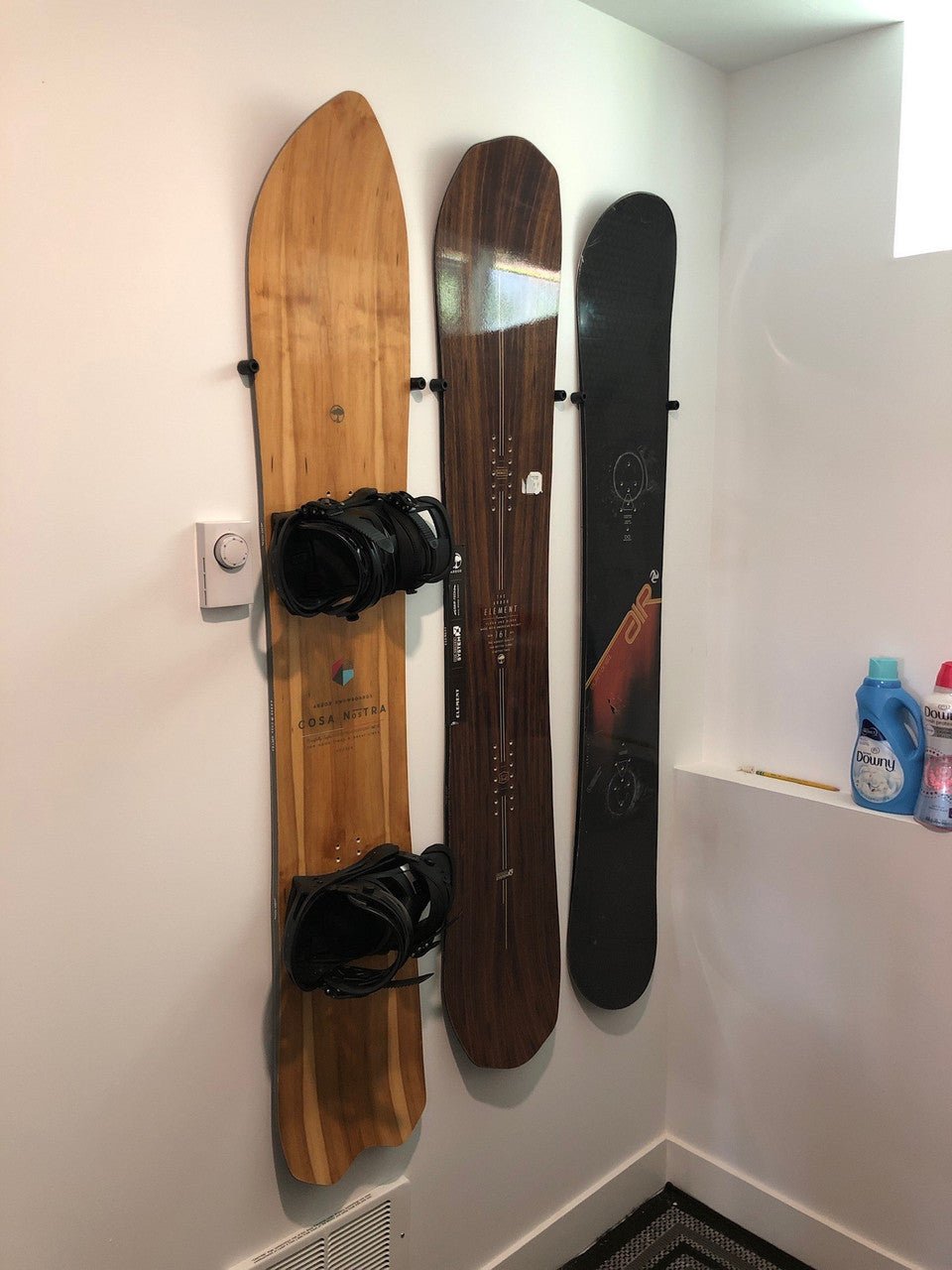 The Cinch Snowboard Display | Floating Rack | 2 Boards | Backcountry Sportsman