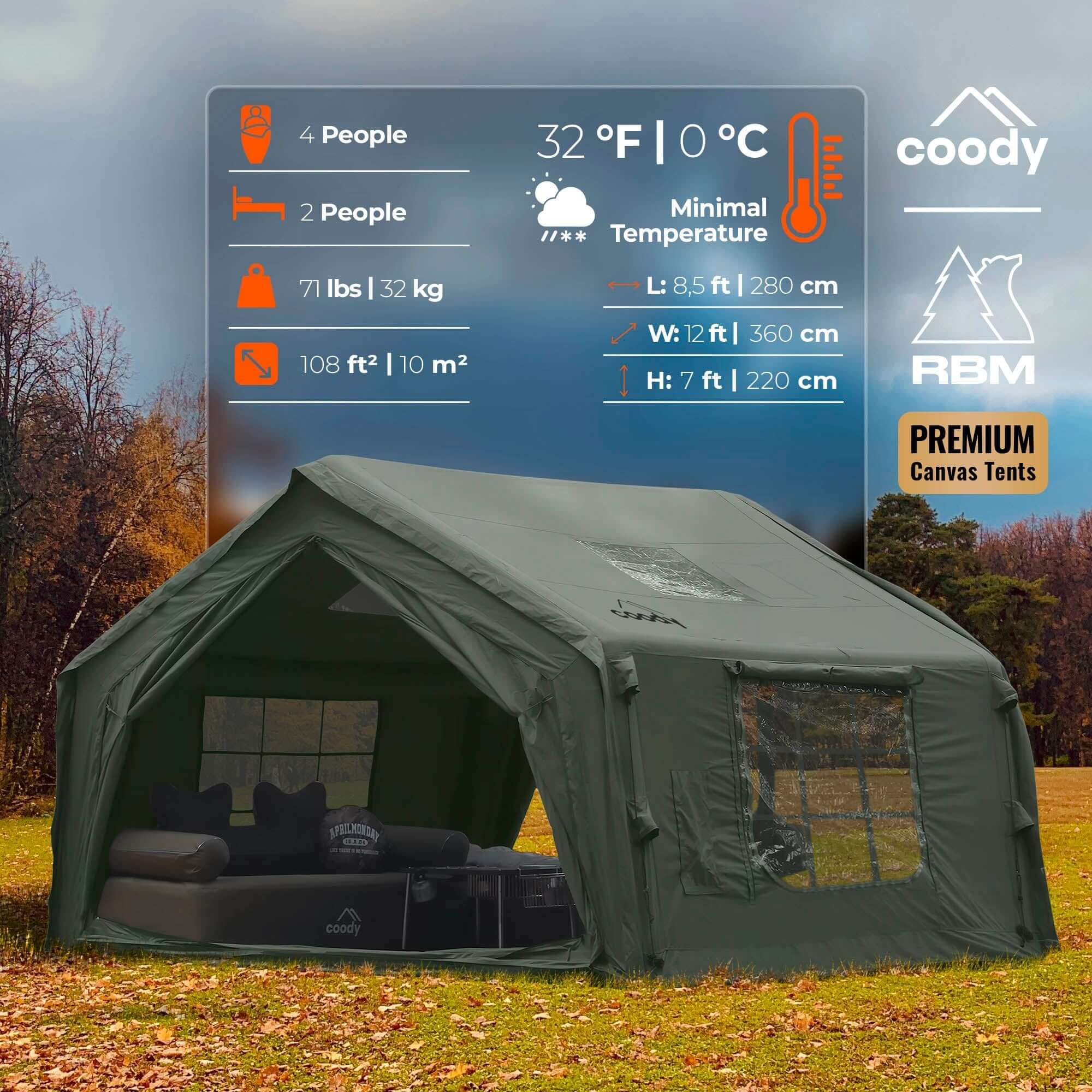 Coody 10 Forest Green Inflatable Tent House for Camping (2-4 person) | Backcountry Sportsman