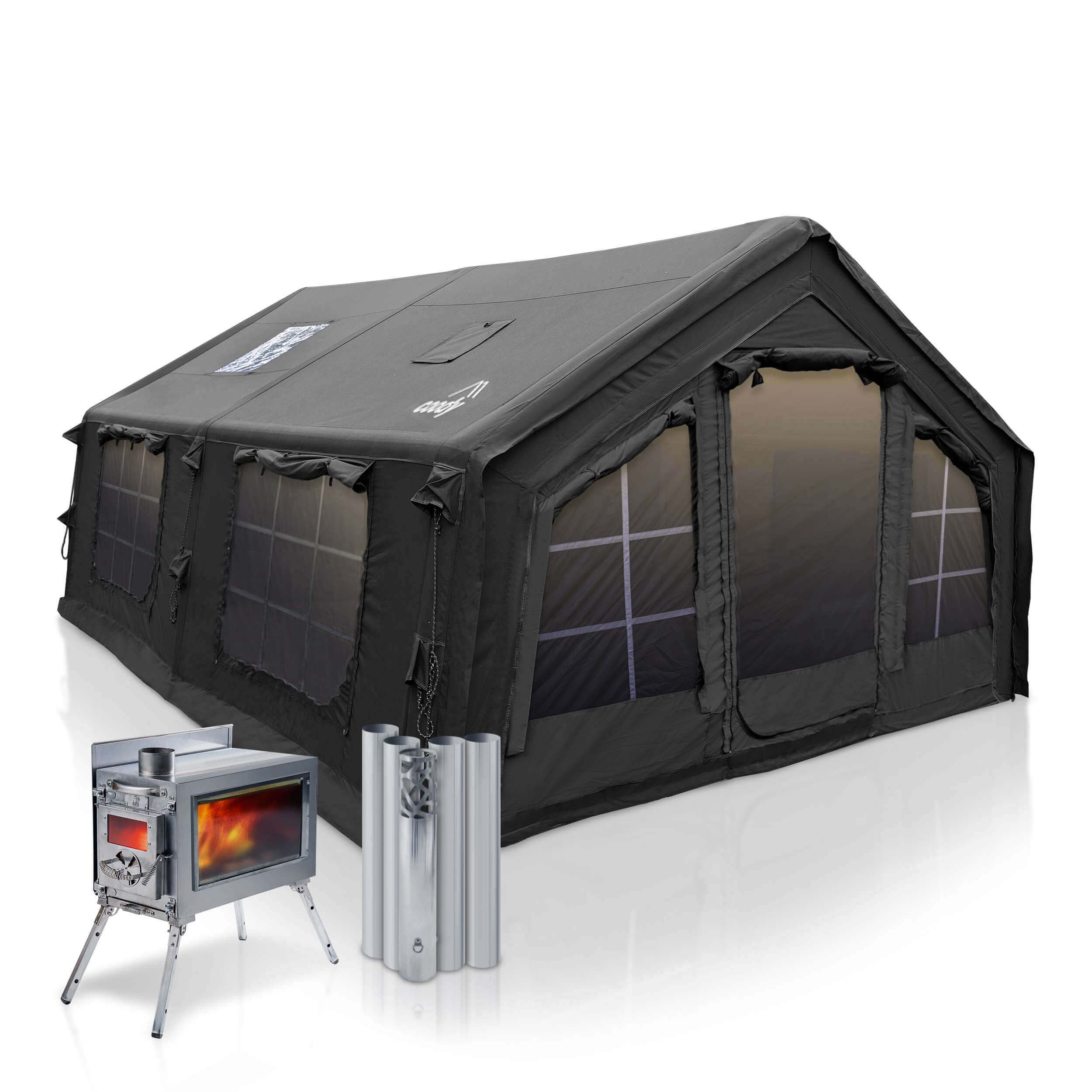 Coody 17.2 | RBM Outdoors (Koala 7) Black + Stove Caminus M - Inflatable Tents with Stove | Backcountry Sportsman