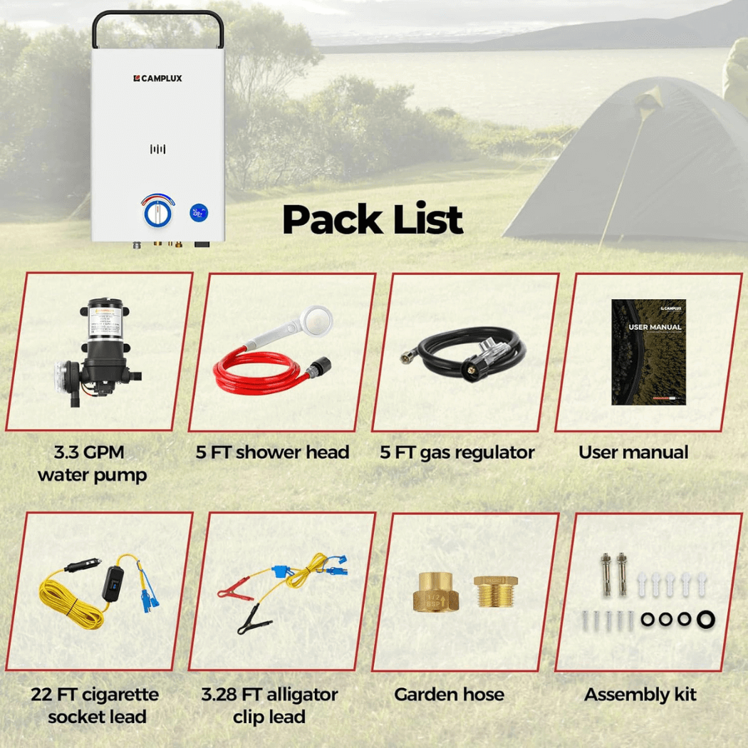 Camplux First F10 Pro LPG Camping Water Heater Pump Kit | Backcountry Sportsman