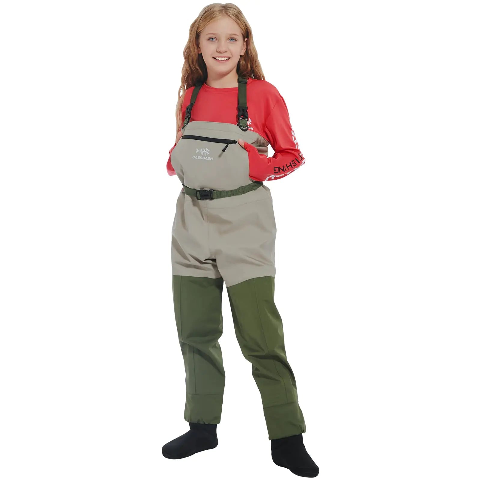 BASSDASH IMMERSE Kids Breathable Chest Fishing Waders Youth Stockingfoot Wader Waterproof Lightweight for Boys Girls | Backcountry Sportsman