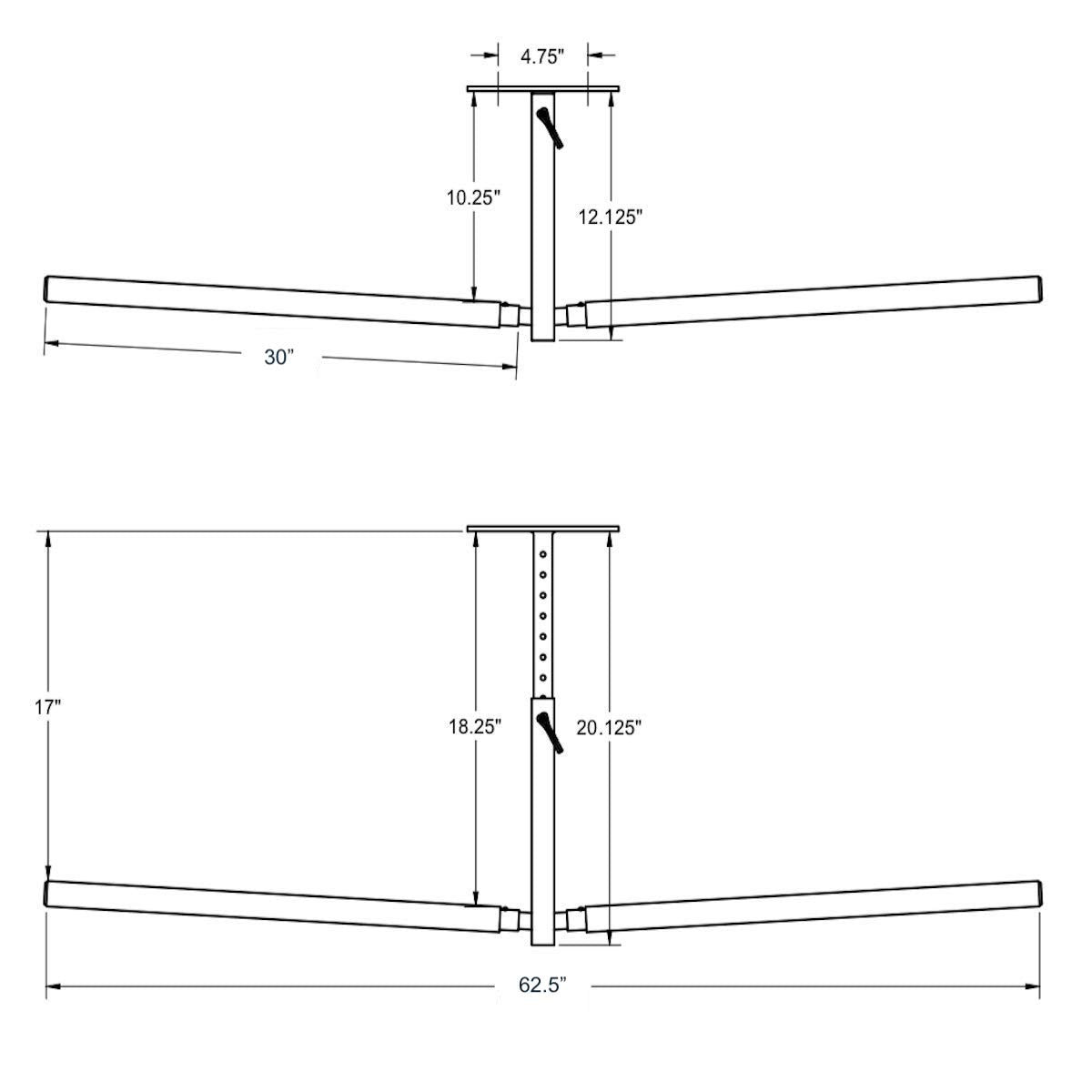 Hi-Port 2 | Kayak Adjustable Ceiling Storage Rack | Double | Holds 150 lbs | Backcountry Sportsman