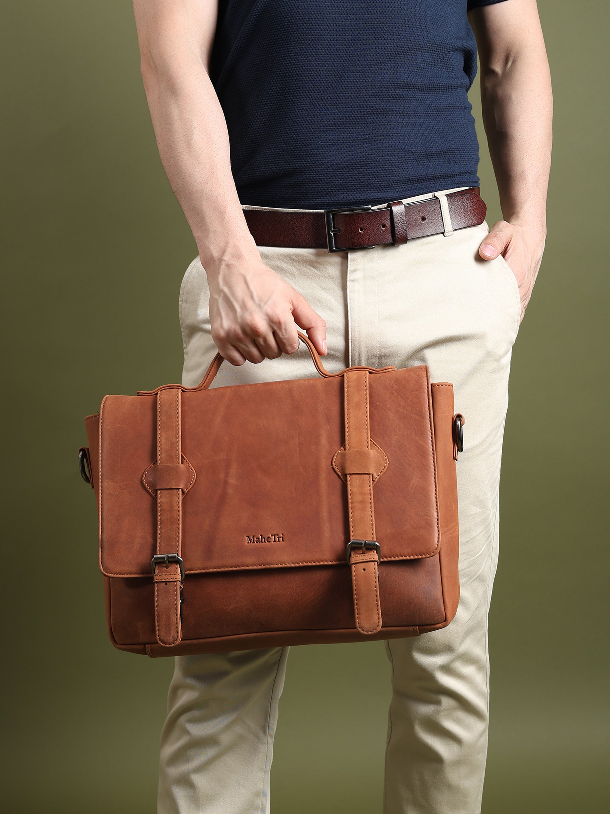Falco Slim Leather Laptop Bag