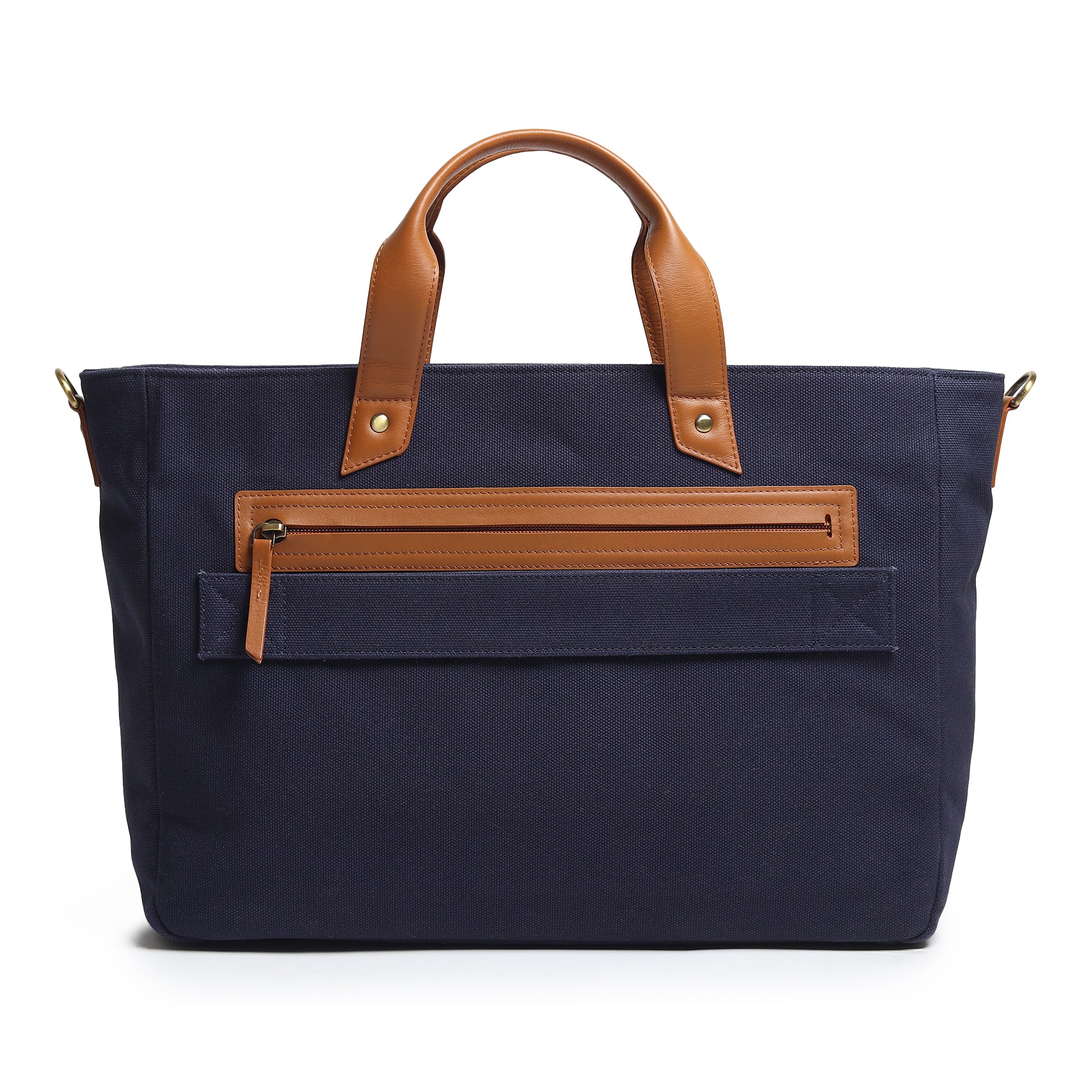 Voyager Canvas Leather Briefcase, Dark Blue | Backcountry Sportsman