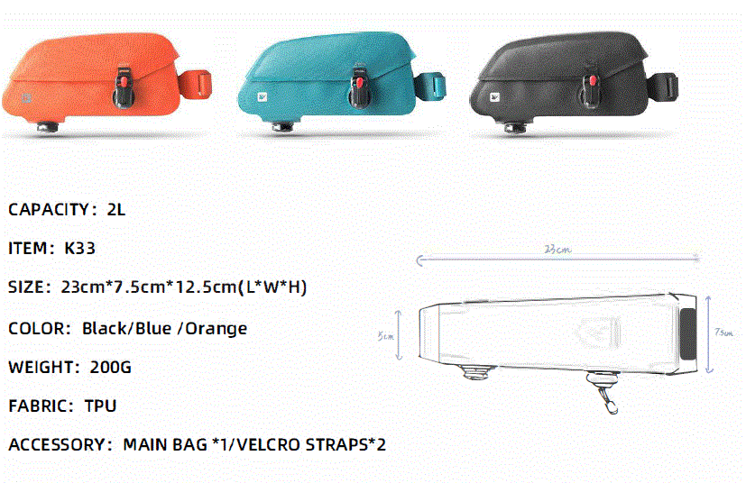 Rhinowalk Waterproof Magnetic Bicycle Top Tube Bag-2L, K33 | Backcountry Sportsman